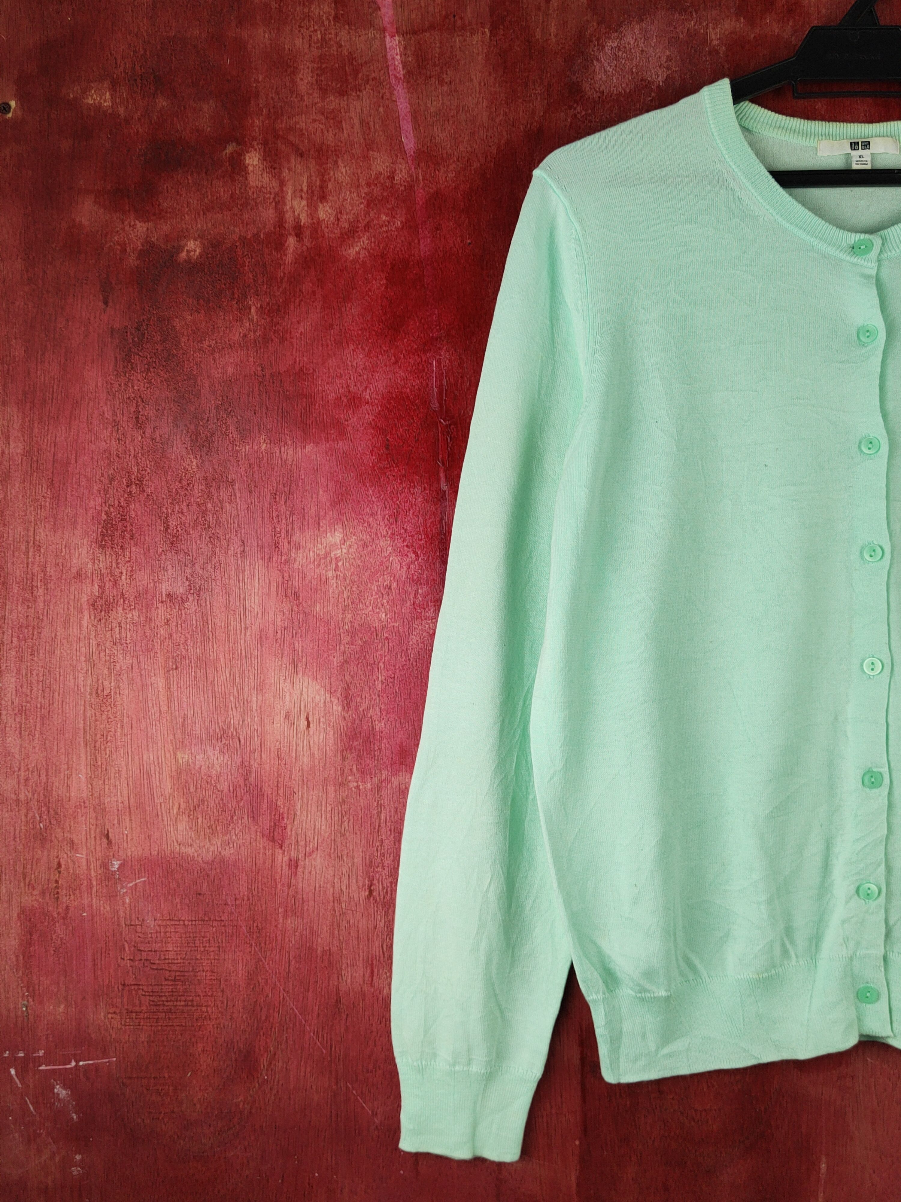 Uniqlo × Vintage Uniqlo Light Green Knitwear Cardigan #S1224 Size L / US 10 / IT 46 - 3 Thumbnail