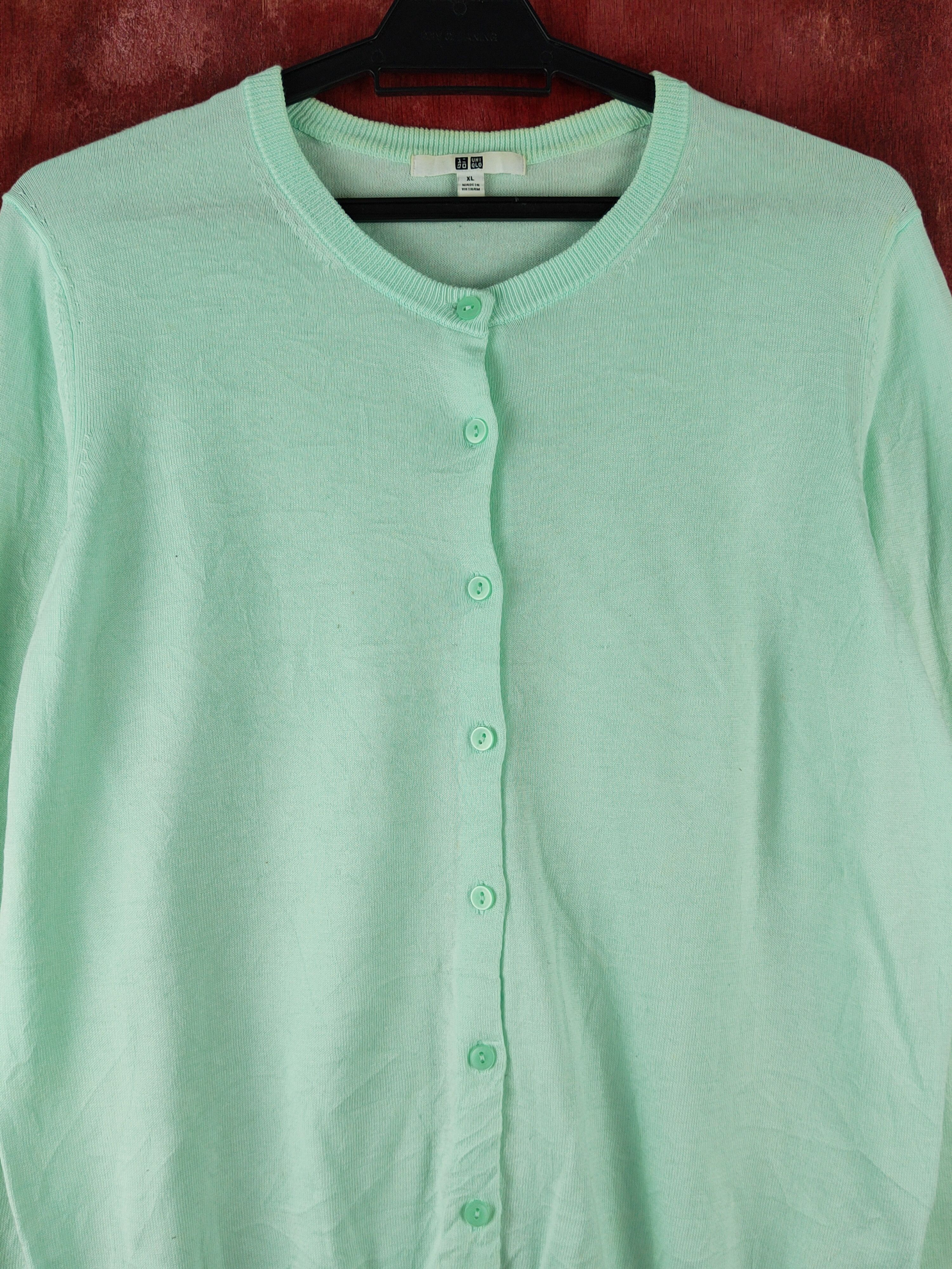 Uniqlo × Vintage Uniqlo Light Green Knitwear Cardigan #S1224 Size L / US 10 / IT 46 - 2 Thumbnail