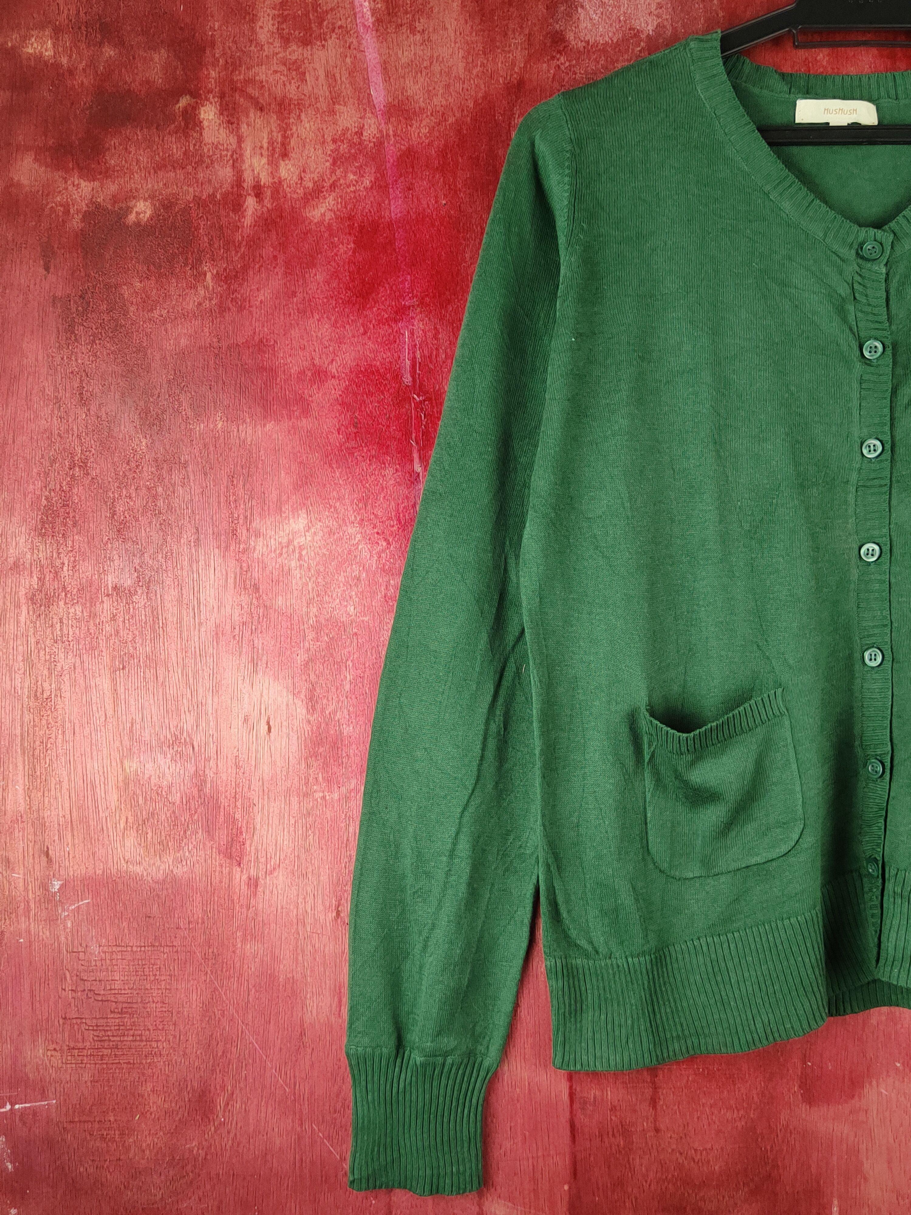 Japanese Brand Hushush Emerald Knitwear Cardigan #S1225 Size M / US 6-8 / IT 42-44 - 3 Thumbnail