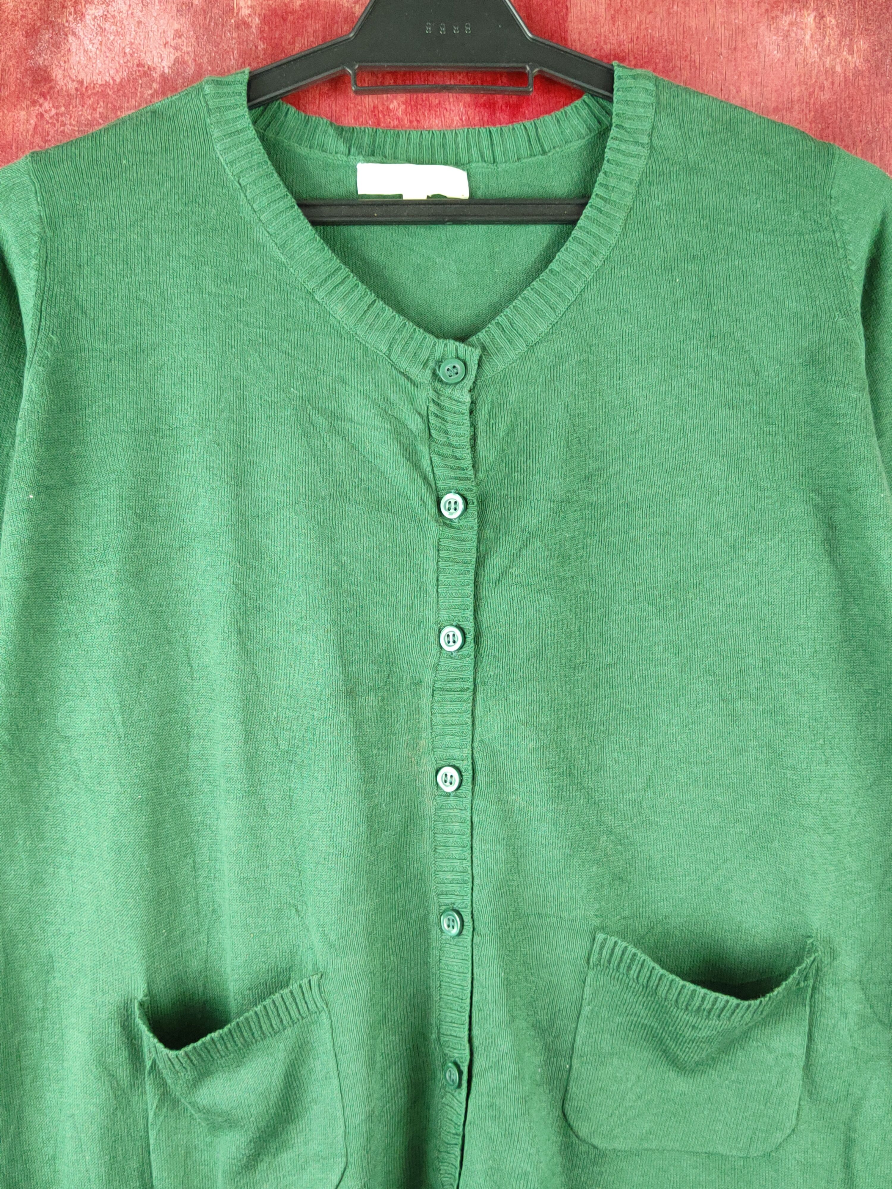 Japanese Brand Hushush Emerald Knitwear Cardigan #S1225 Size M / US 6-8 / IT 42-44 - 2 Thumbnail