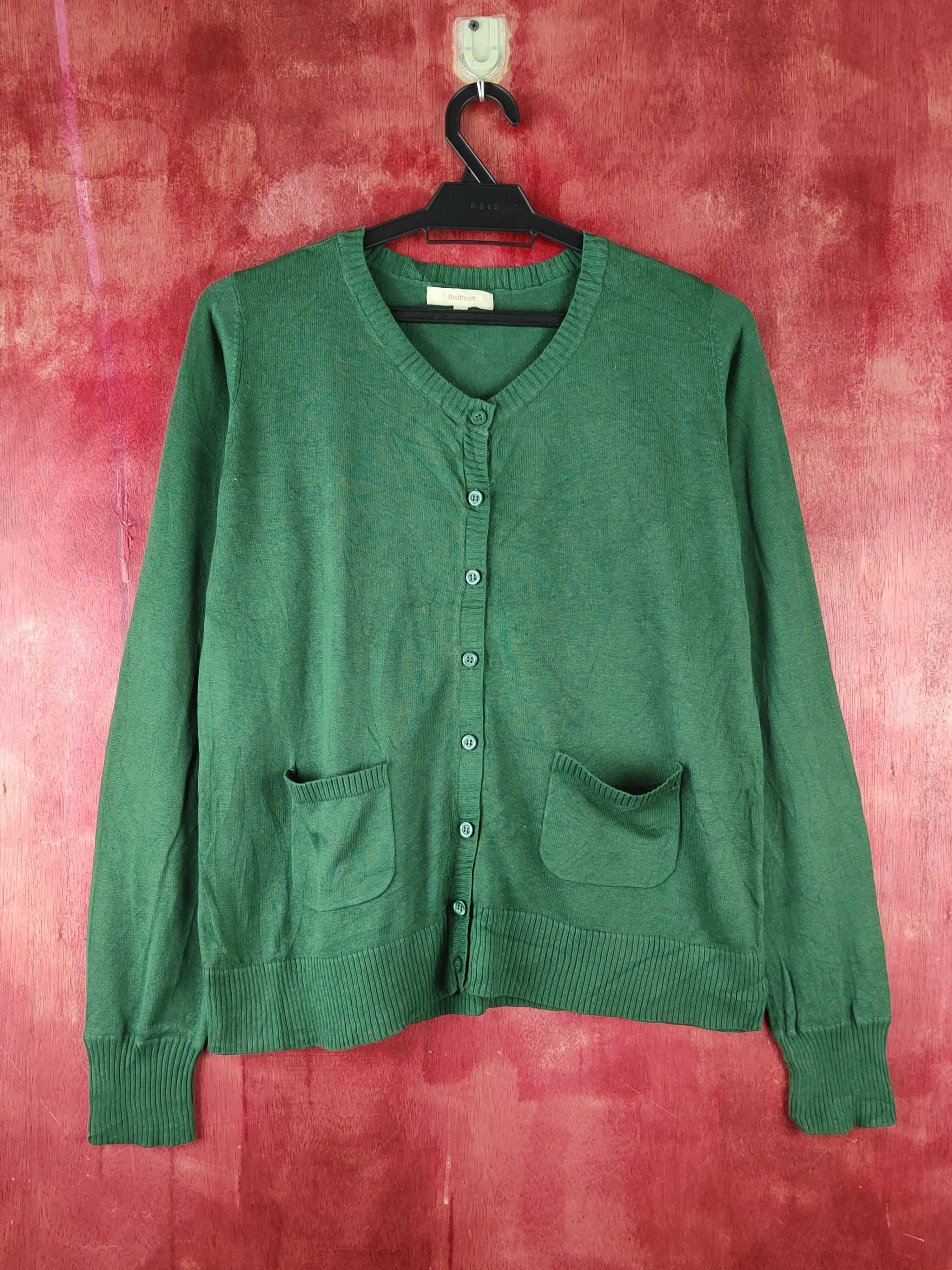 Japanese Brand Hushush Emerald Knitwear Cardigan #S1225 Size M / US 6-8 / IT 42-44 - 1 Thumbnail