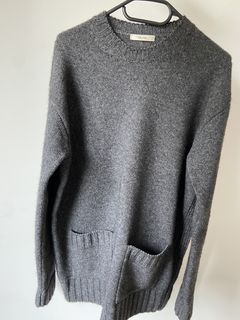 OLD CELINE Phoebe Philo 100% wool mohair Triomphe logo contrast cuff  sweater XS