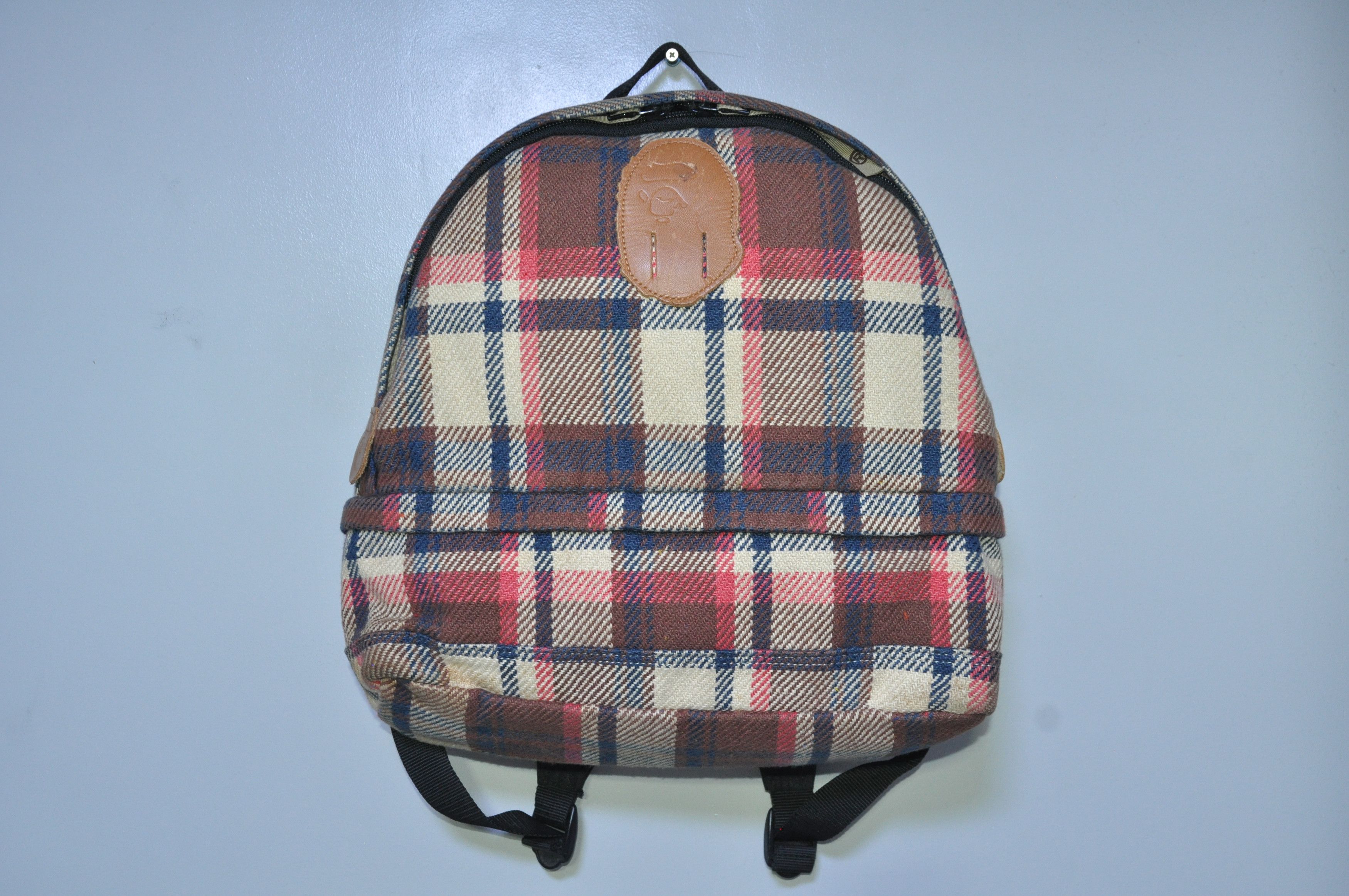 image of Bape - Nigo - Plaid Backpack in Red Plaid, Men's
