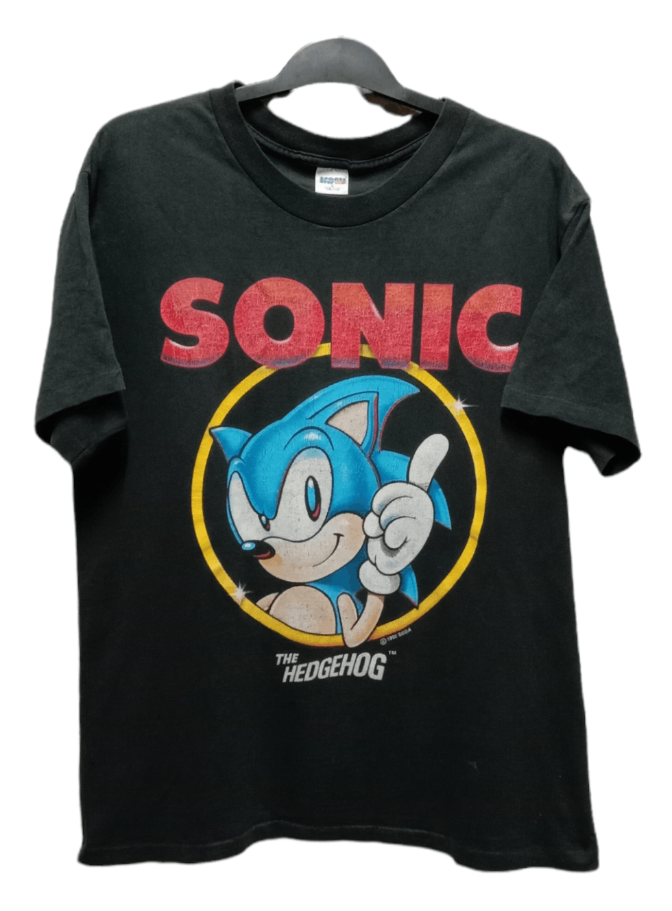 image of Vintage X Sonic X 1992 Sega X The Hedgehog in Faded Black, Men's (Size Large)