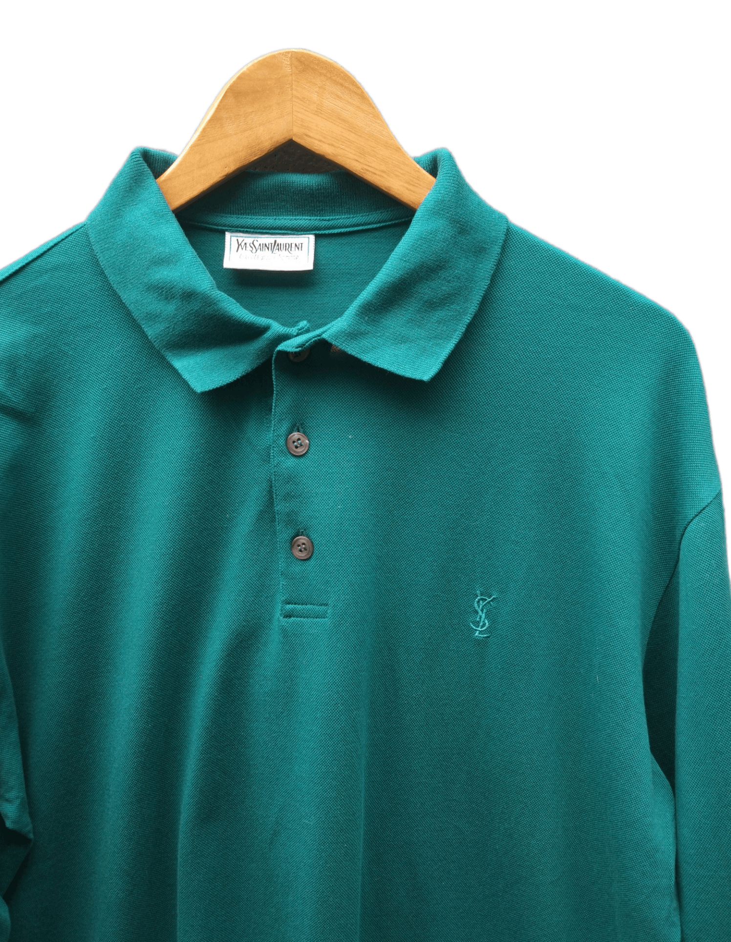 Yves Saint Laurent Yves Saint Laurent Turqoise Longsleeve Polo Size US L / EU 52-54 / 3 - 2 Thumbnail