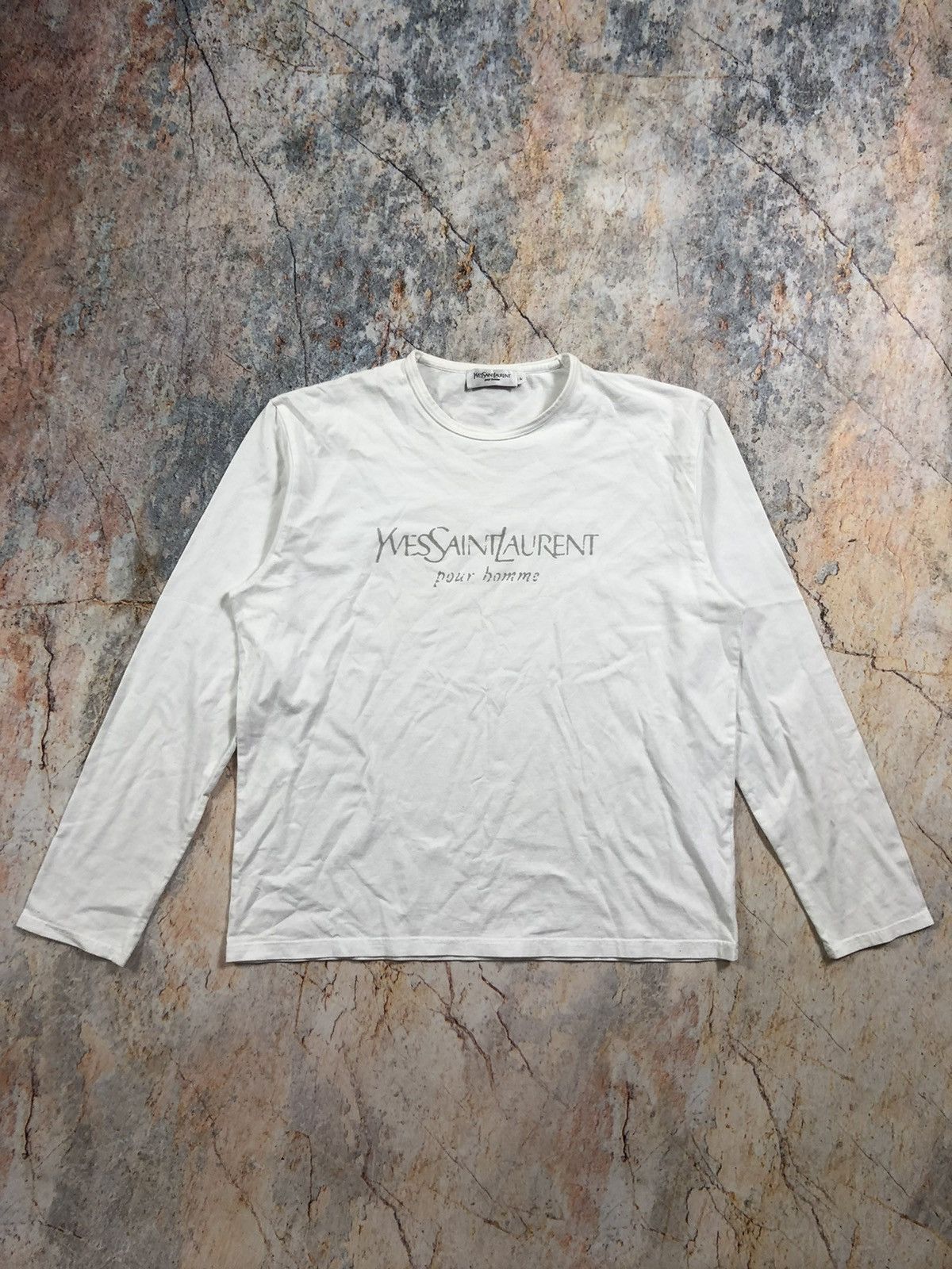 image of YVES Saint Laurent Vintage YSL Long Sleeve in White, Men's (Size Medium)