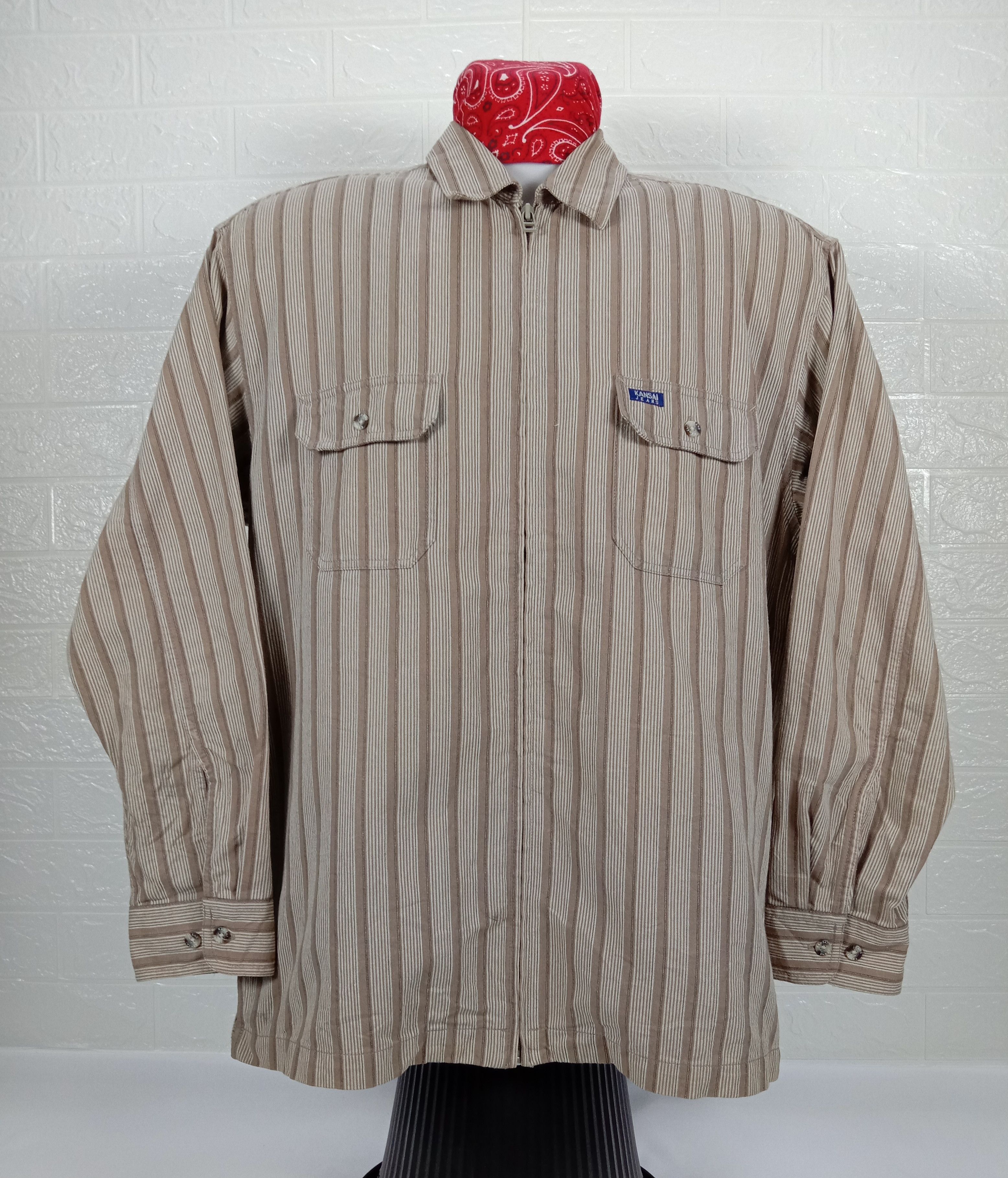 Kansai Yamamoto Kansai Yamamoto Flannel Zipper Long Sleeve Shirt Size US L / EU 52-54 / 3 - 1 Thumbnail