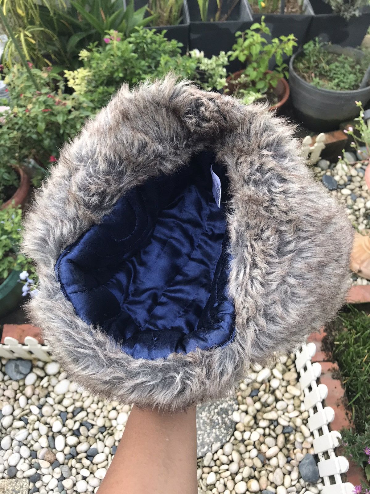 Japanese Brand DENIM FUR TRIM WINTER TRAPPER HAT WITH EAR WARMER FLAPS Size ONE SIZE - 6 Thumbnail