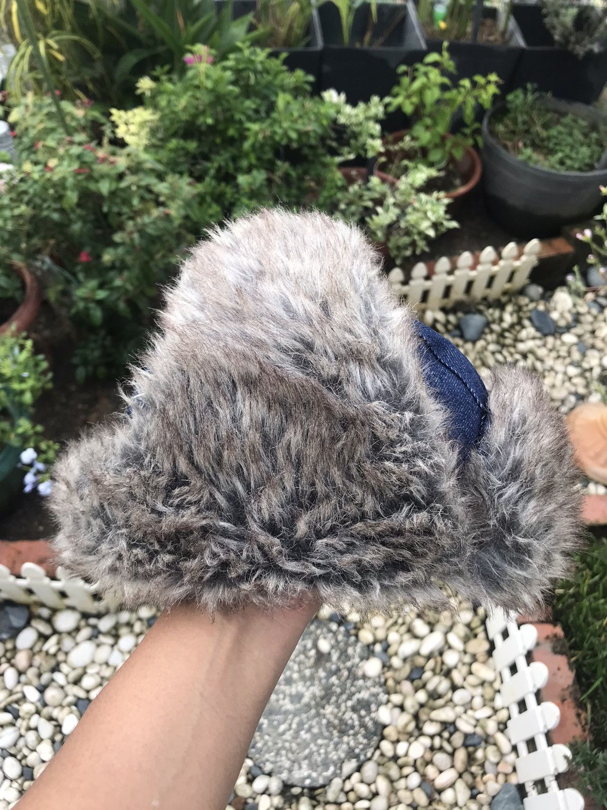 Japanese Brand DENIM FUR TRIM WINTER TRAPPER HAT WITH EAR WARMER FLAPS Size ONE SIZE - 9 Thumbnail