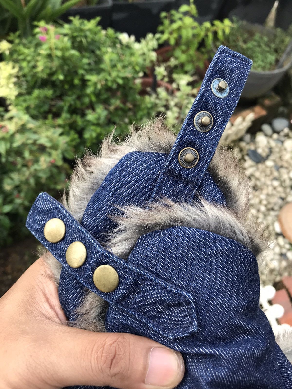 Japanese Brand DENIM FUR TRIM WINTER TRAPPER HAT WITH EAR WARMER FLAPS Size ONE SIZE - 15 Thumbnail