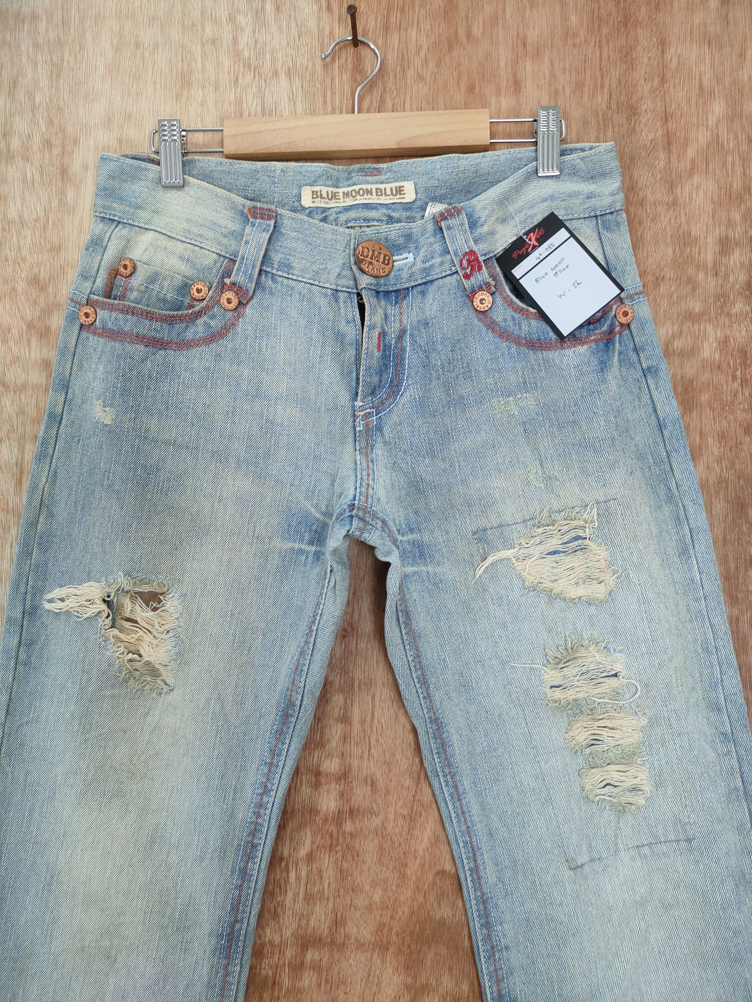 Japanese Brand DLL Blue Moon blue distressed denim jeans pants #46-088DLL Size US 30 / EU 46 - 4 Thumbnail