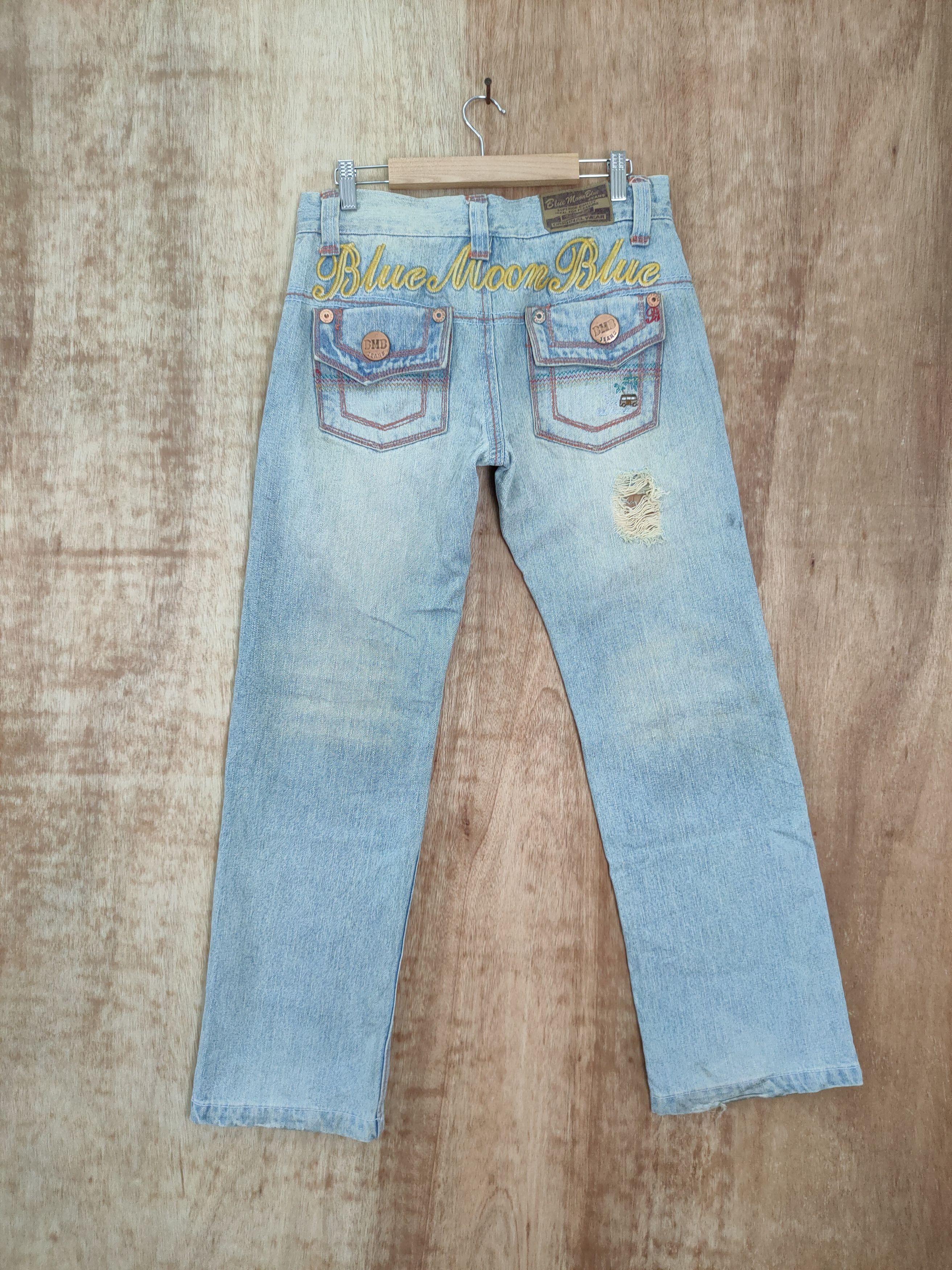 Japanese Brand DLL Blue Moon blue distressed denim jeans pants #46-088DLL Size US 30 / EU 46 - 1 Thumbnail