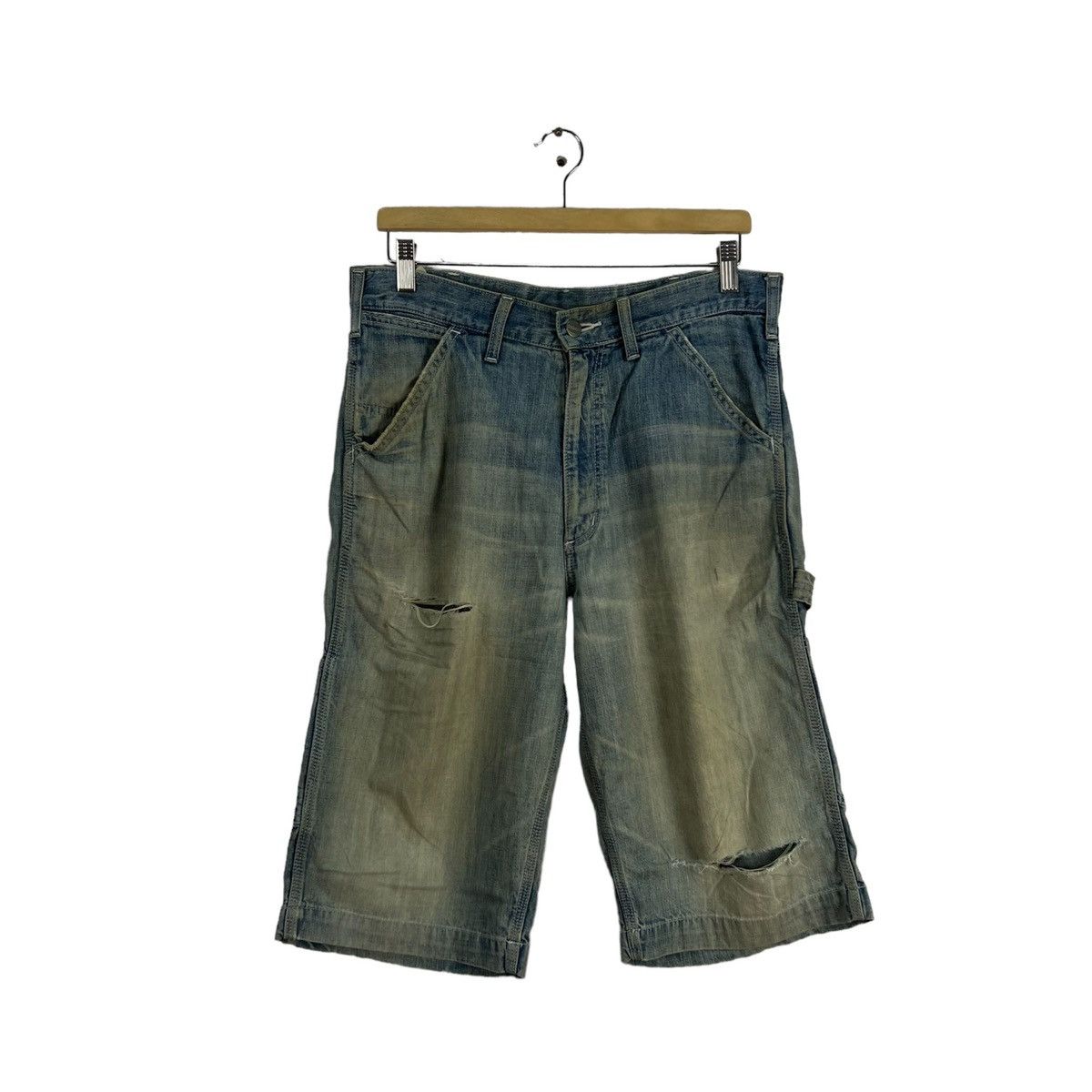 VINTAGE CARHARTT SHORT DENIM PANTS DISTRESSED DESIGN WEAR
