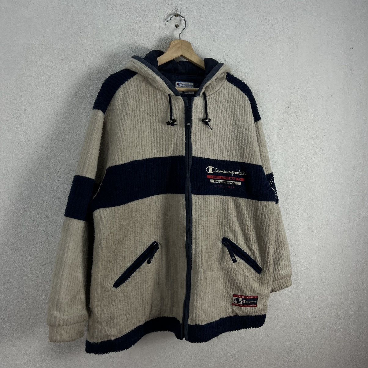 Japanese Brand VINTAGE CHAMPION FLEECE JACKET ZIPPER BIG LOGO Size US M / EU 48-50 / 2 - 2 Thumbnail