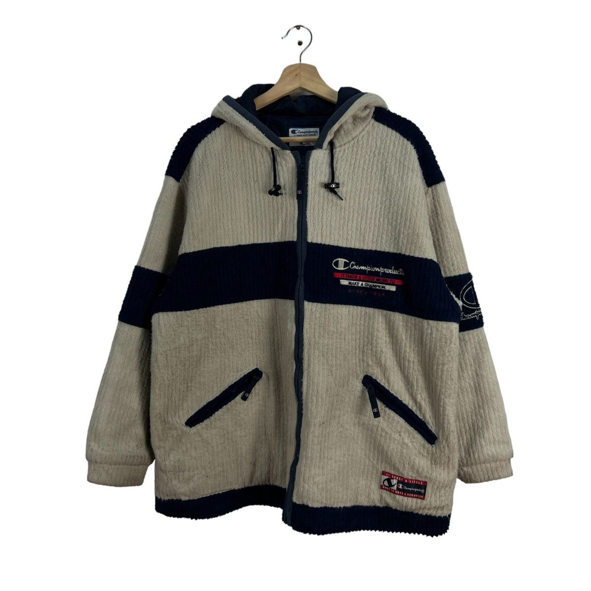Japanese Brand VINTAGE CHAMPION FLEECE JACKET ZIPPER BIG LOGO Size US M / EU 48-50 / 2 - 1 Thumbnail