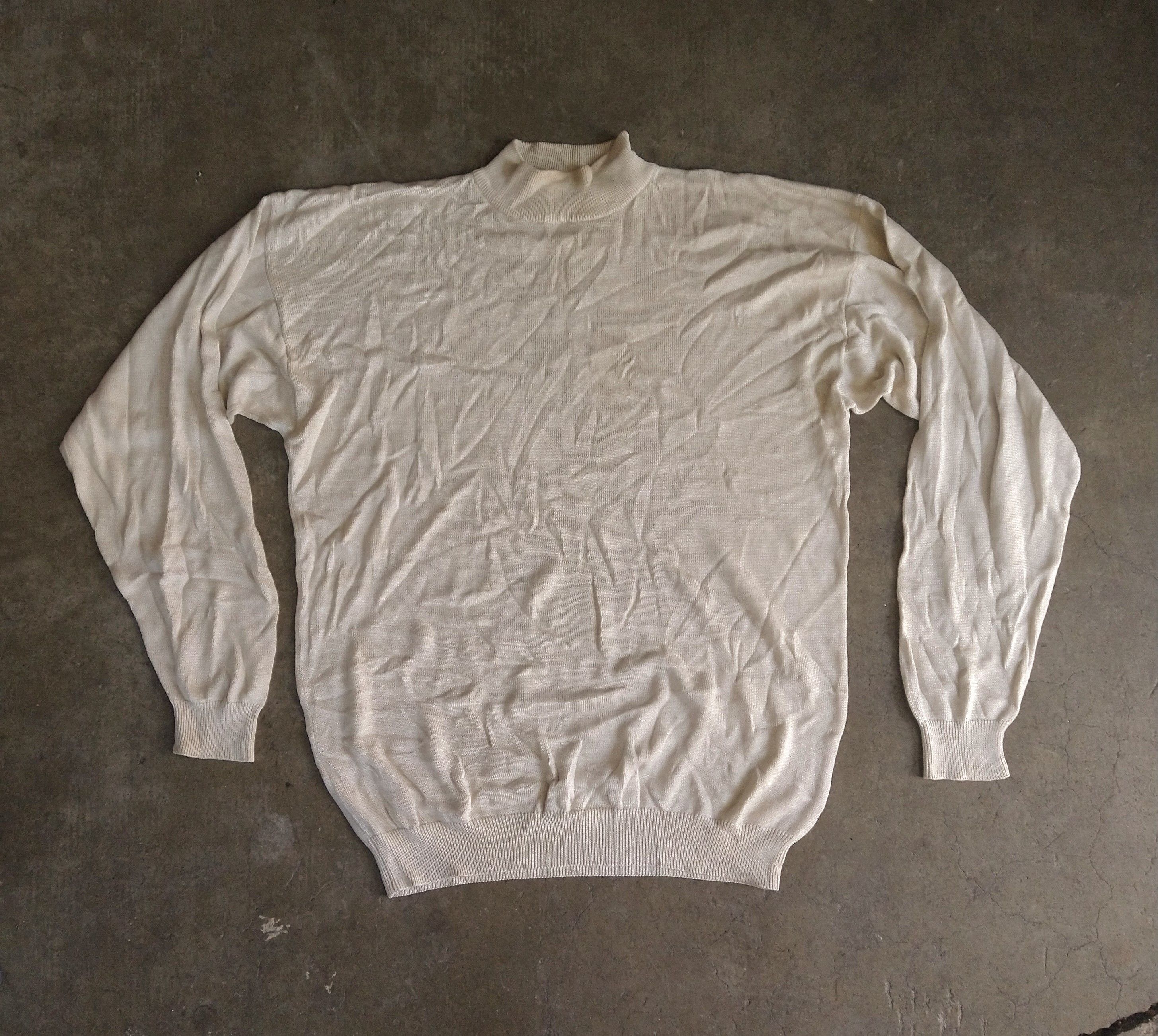 Other Vintage Moc Turtleneck Sweater Cream Silk Knit Large Size US L / EU 52-54 / 3 - 1 Thumbnail