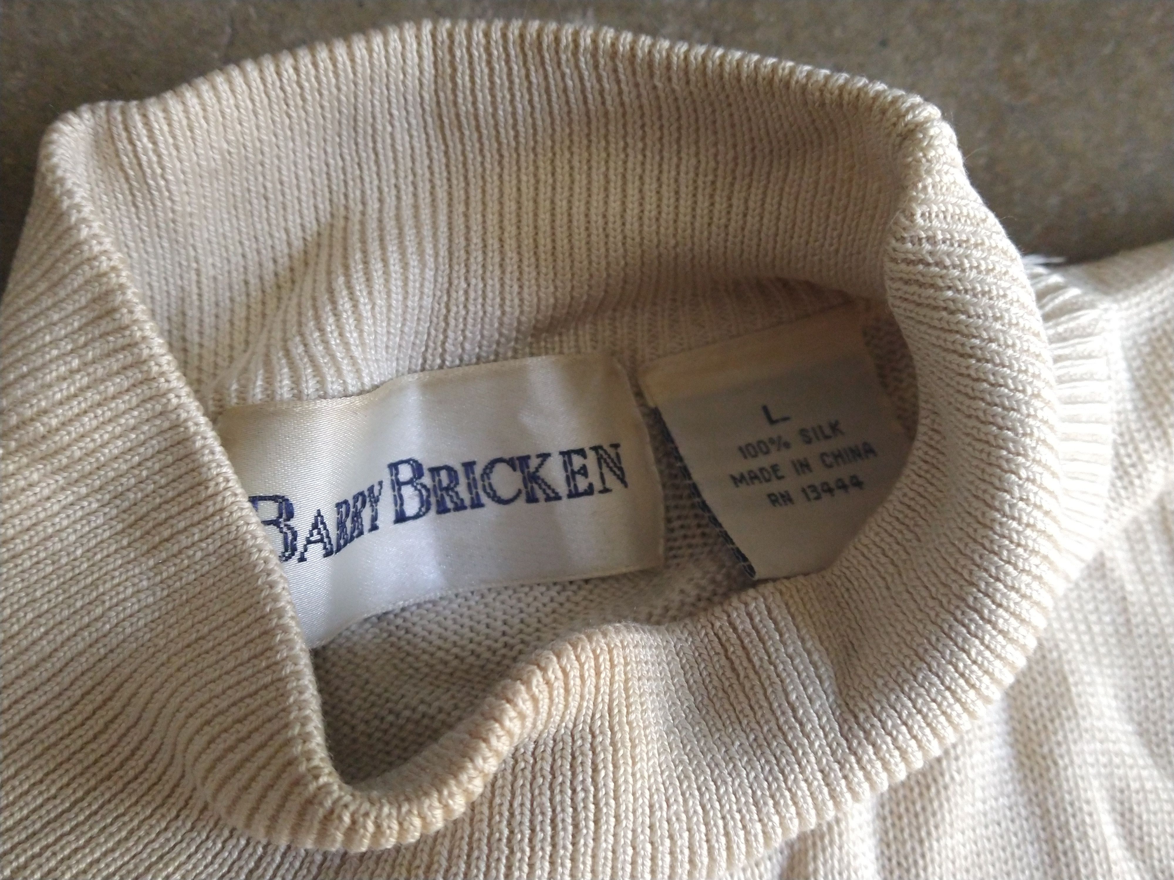 Other Vintage Moc Turtleneck Sweater Cream Silk Knit Large Size US L / EU 52-54 / 3 - 3 Thumbnail