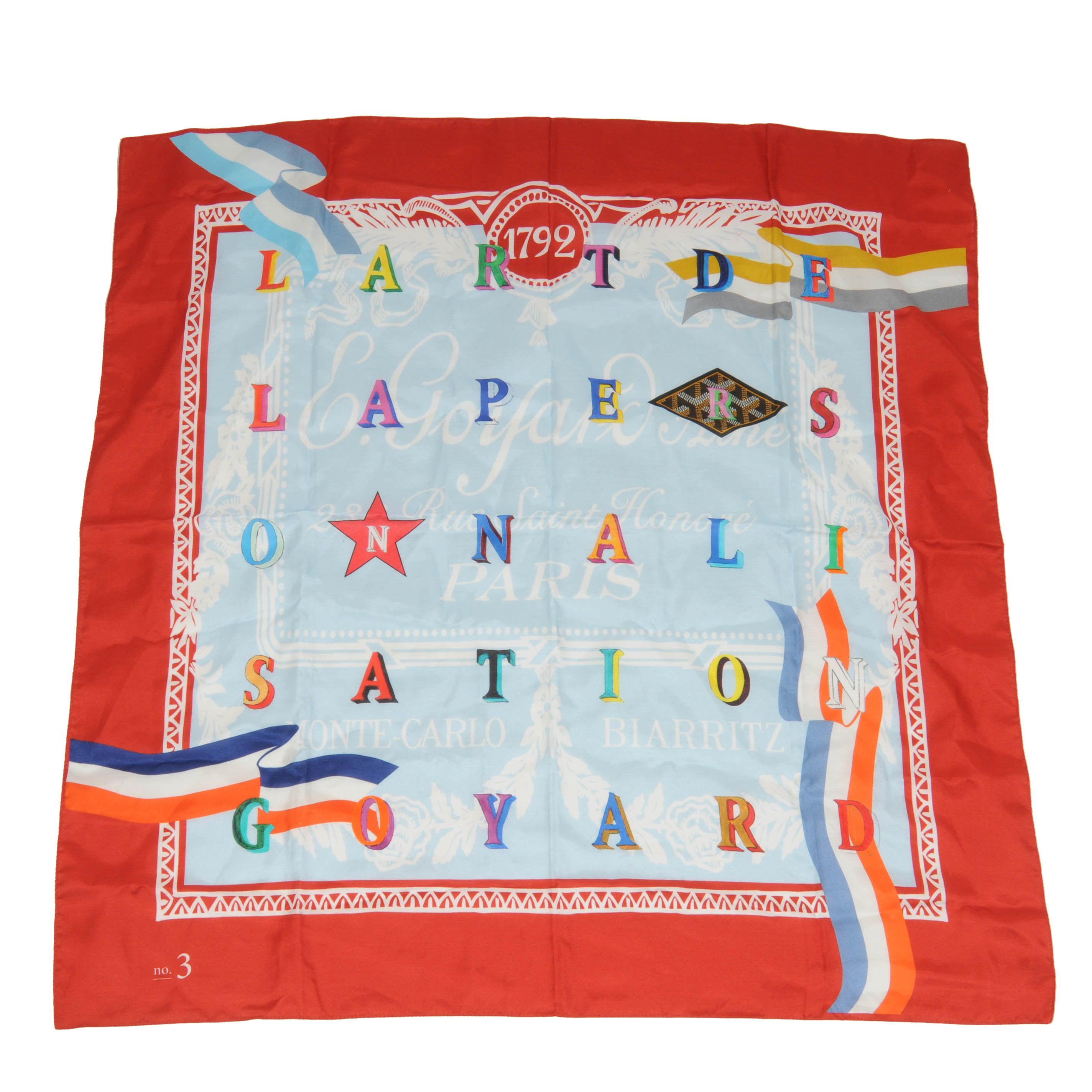 Goyard Le Foulard Red Blue No.3 Silk Blend Scarf Shawl Cover Up Size ONE SIZE - 10 Thumbnail