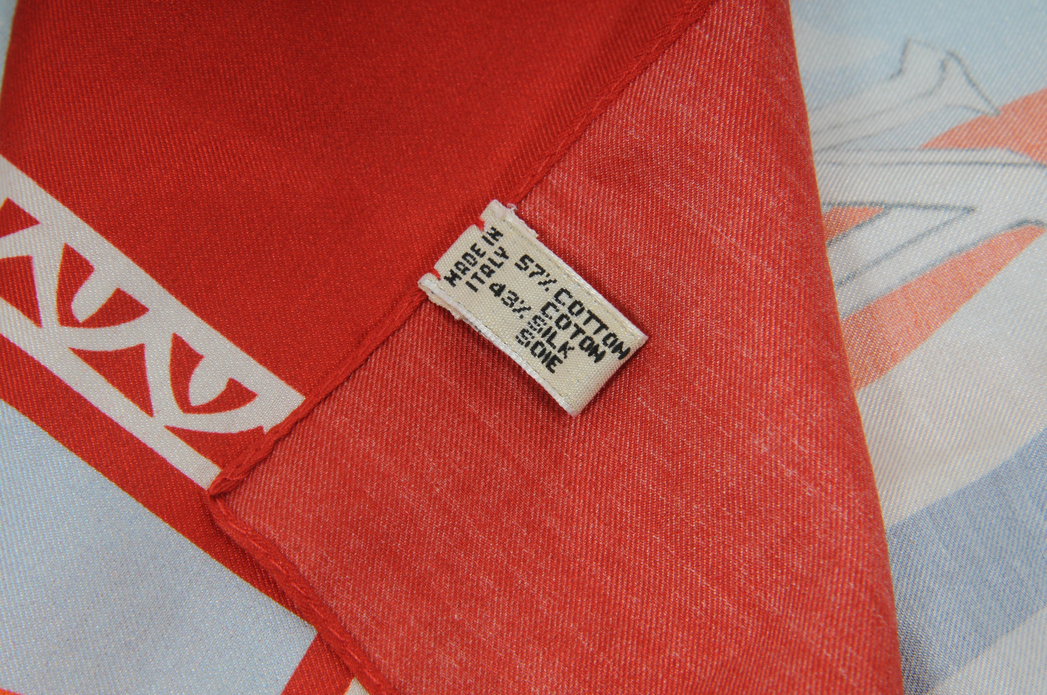 Goyard Le Foulard Red Blue No.3 Silk Blend Scarf Shawl Cover Up Size ONE SIZE - 9 Thumbnail