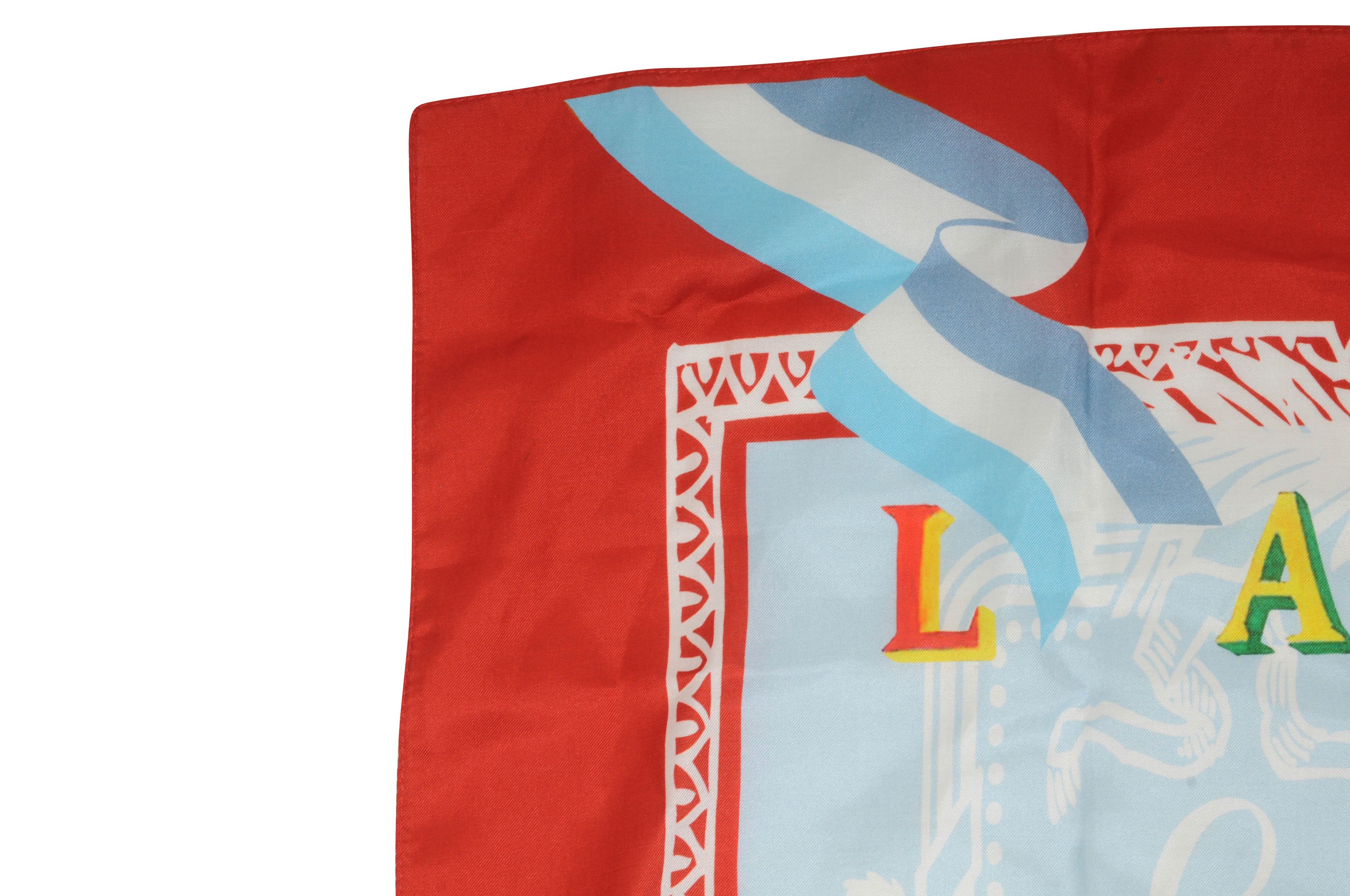 Goyard Le Foulard Red Blue No.3 Silk Blend Scarf Shawl Cover Up Size ONE SIZE - 5 Thumbnail