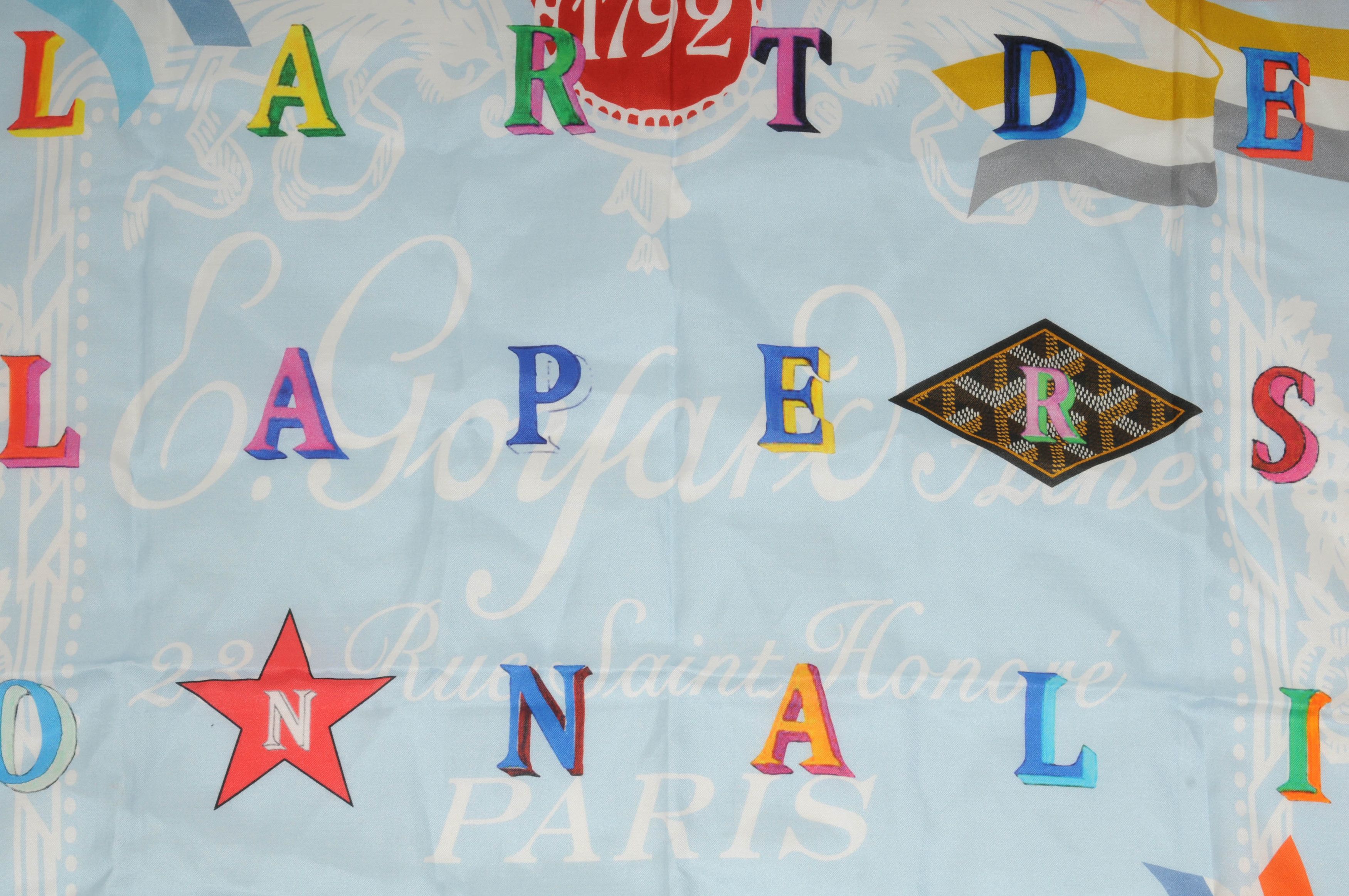 Goyard Le Foulard Red Blue No.3 Silk Blend Scarf Shawl Cover Up Size ONE SIZE - 6 Thumbnail