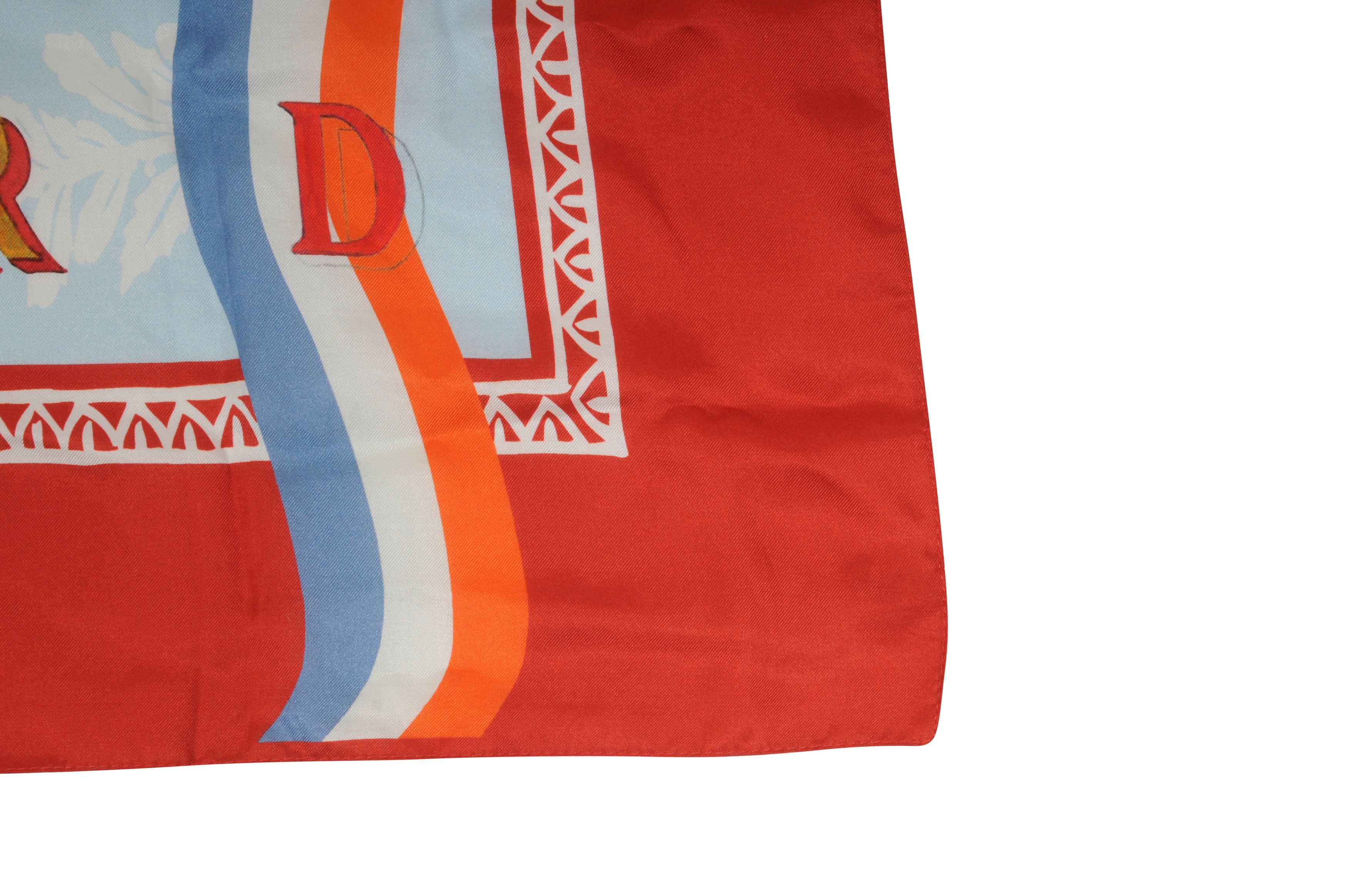 Goyard Le Foulard Red Blue No.3 Silk Blend Scarf Shawl Cover Up Size ONE SIZE - 3 Thumbnail