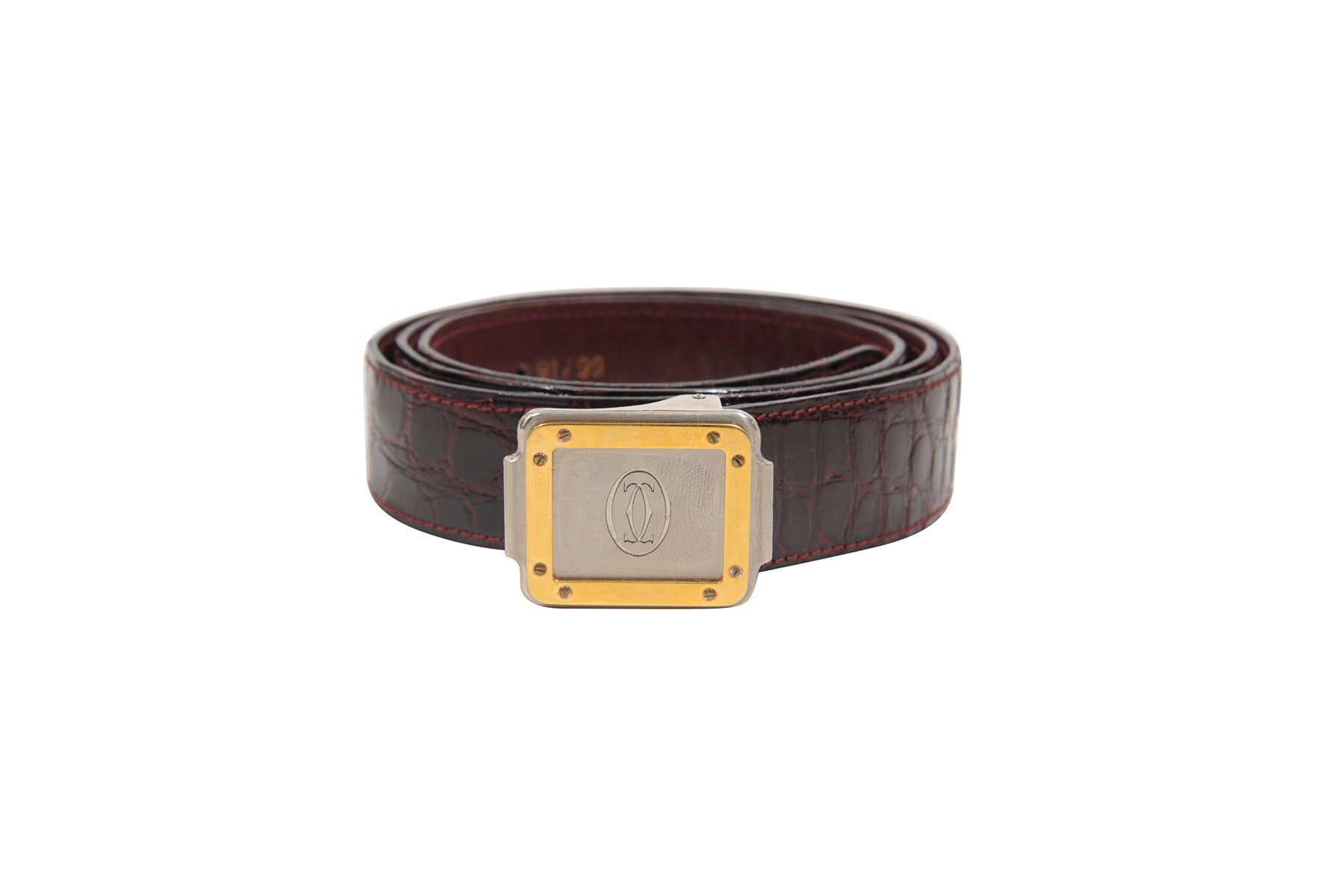 image of Must De Cartier Burgundy Red Crocodile Leather Belt -00519, Men's
