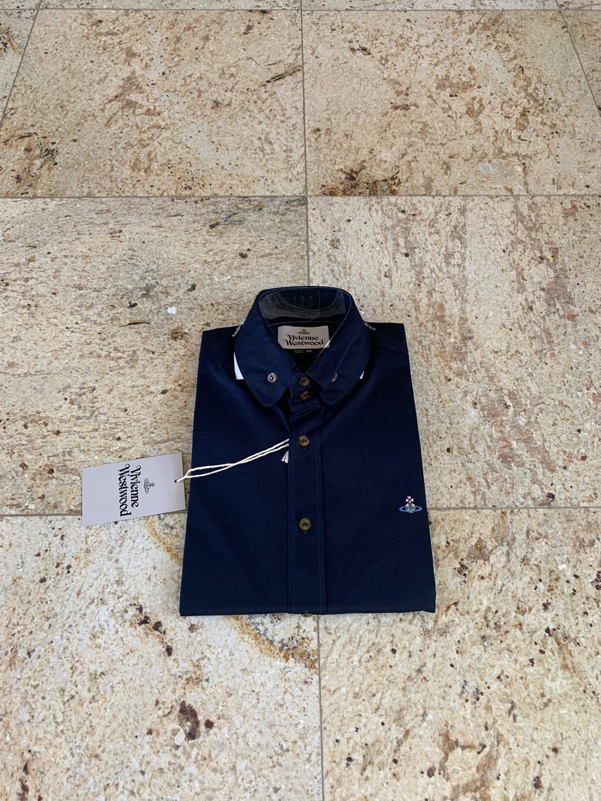 Vivienne Westwood o1rshd1 Logo Button Up in Navy Size US L / EU 52-54 / 3 - 1 Thumbnail