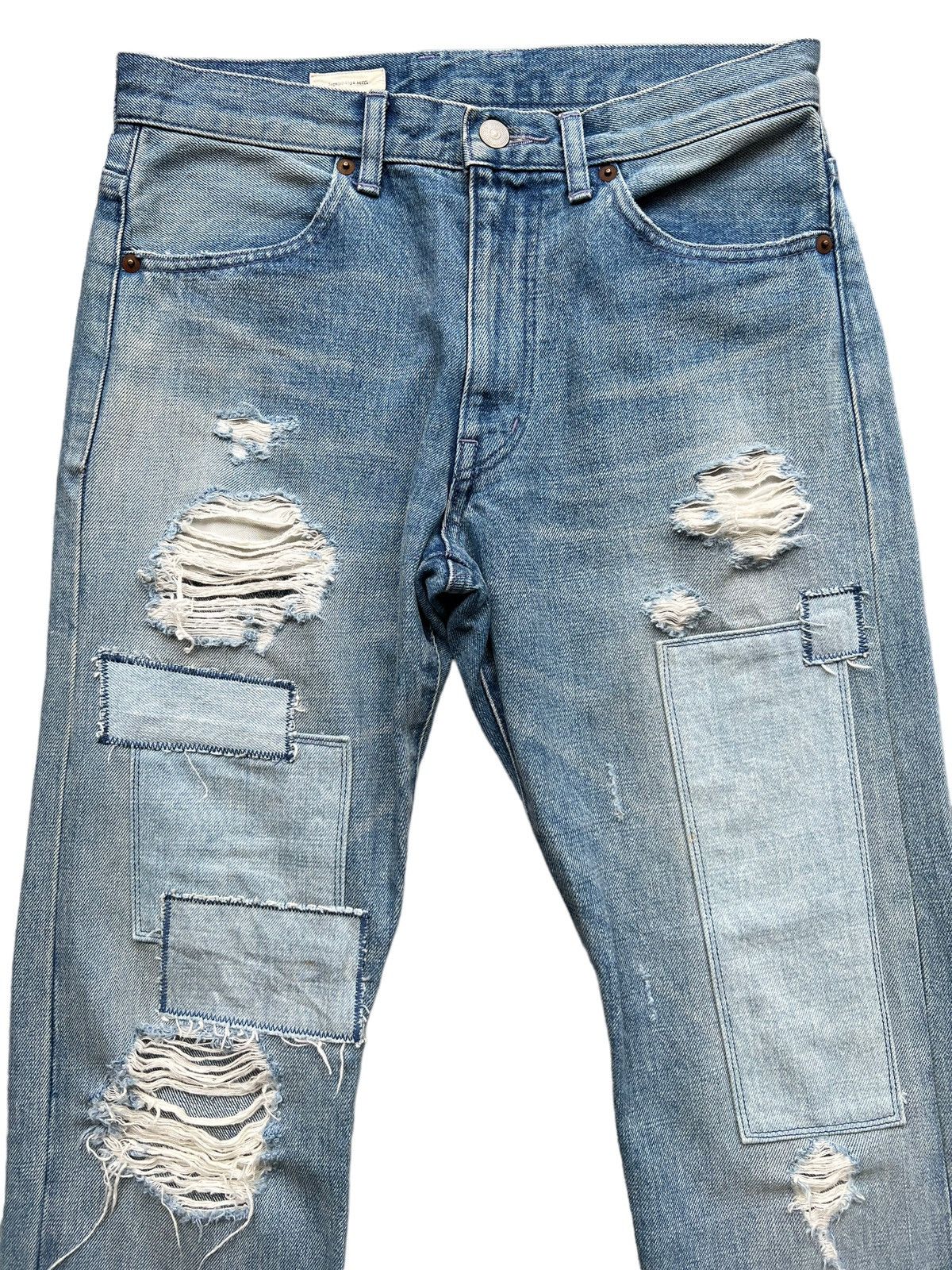 Japanese Brand Inpaichthys Kerri Distressed Patchwork Denim Jeans 29x29 Size US 29 - 3 Thumbnail