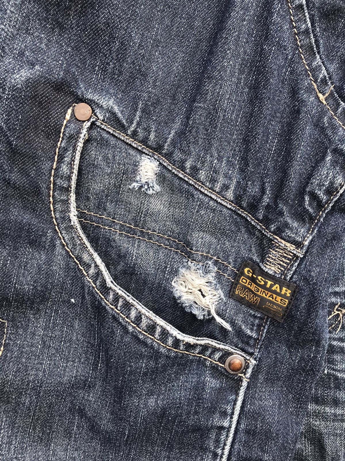 G-Star G Star Raw Distressed Denim Jacket ( 21” X 25.5” ) Size US M / EU 48-50 / 2 - 6 Thumbnail