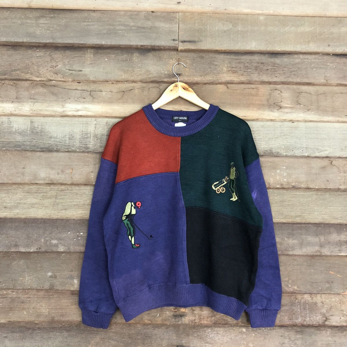 Vintage City House Golf vintage knitwear Purple Sweatshirt #414B Size US L / EU 52-54 / 3 - 1 Thumbnail