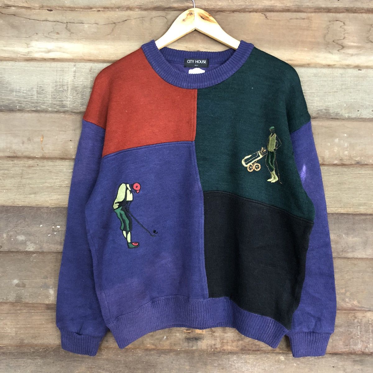 Vintage City House Golf vintage knitwear Purple Sweatshirt #414B Size US L / EU 52-54 / 3 - 8 Thumbnail