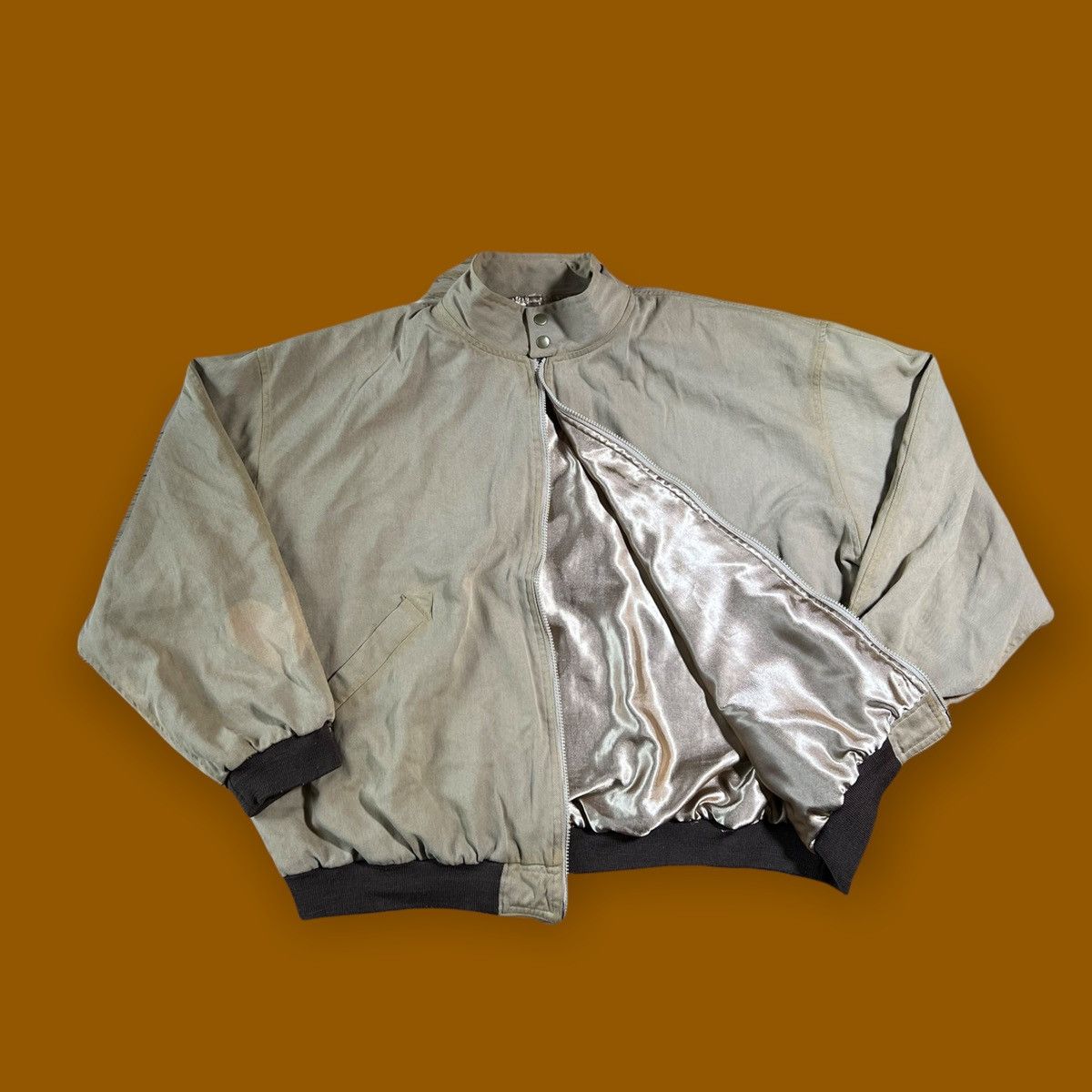 Vintage 70s 80s Canvas Gold Rayon Lined Workers Chore Jacket Size US XL / EU 56 / 4 - 1 Thumbnail