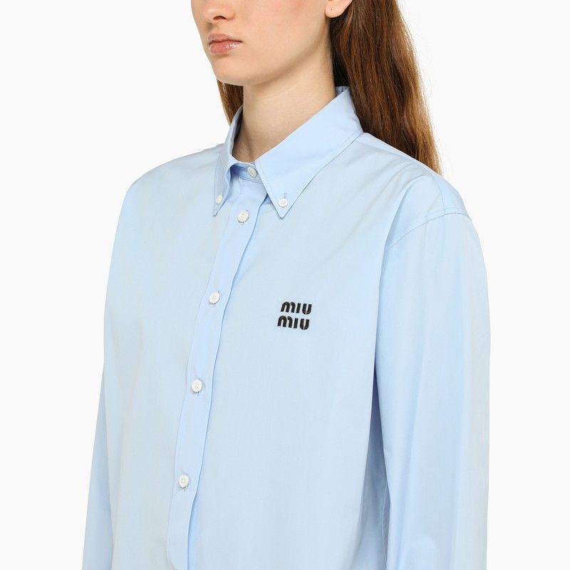 Miu Miu Miu Miu Blue Button-Down Cropped Shirt | Grailed
