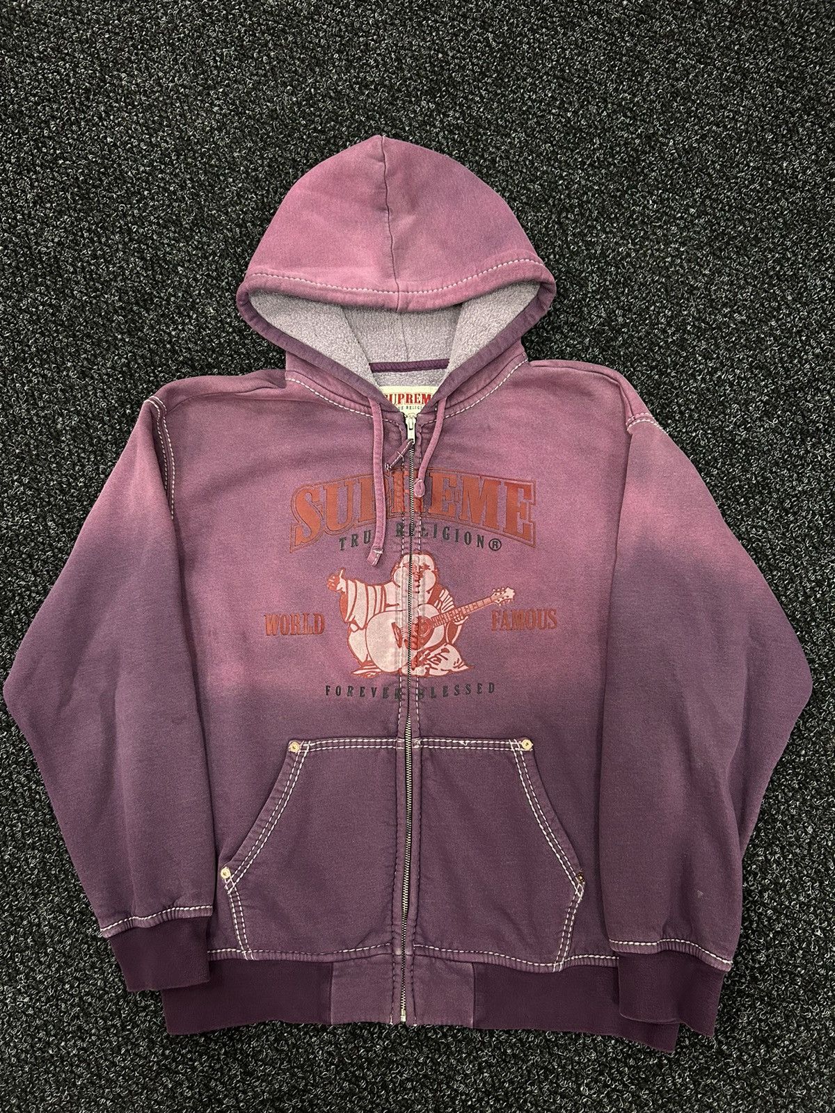 Supreme True Religion Zip Up Hooded Sweatshirt Purple Men's - FW21