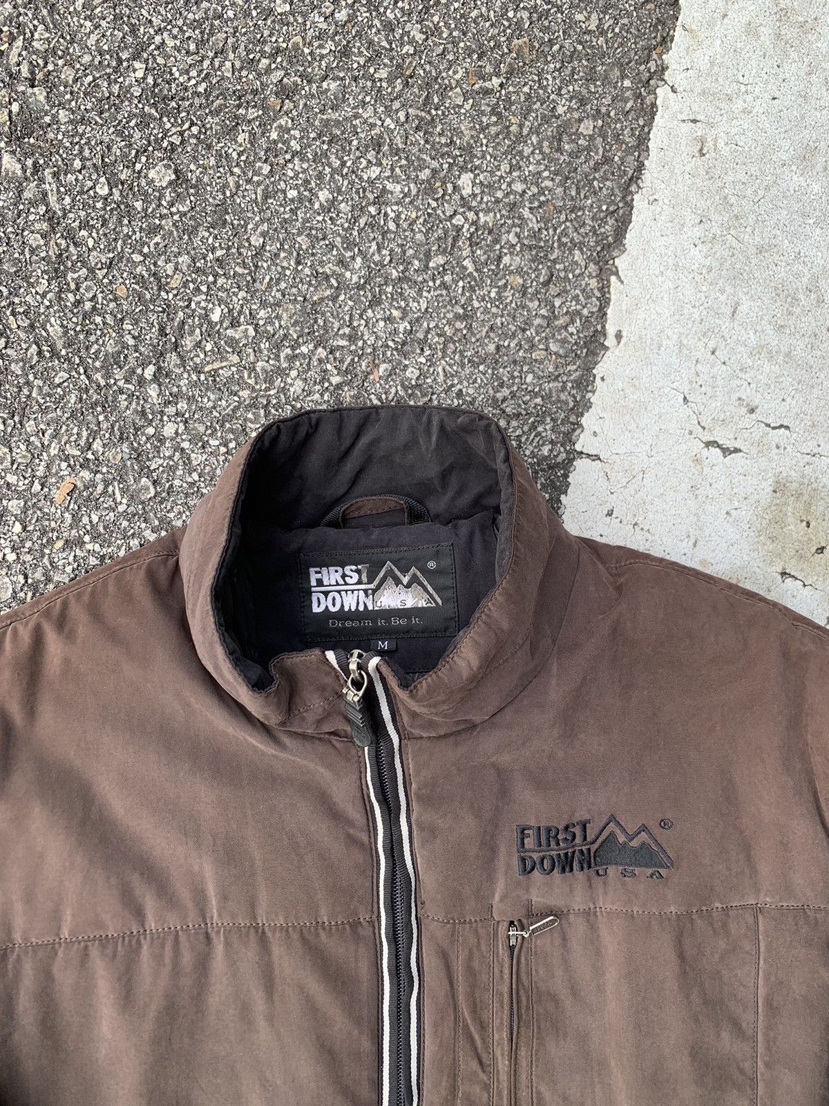 Japanese Brand 👹First Down USA Brown Puffer Winter Jacket Size US L / EU 52-54 / 3 - 6 Thumbnail