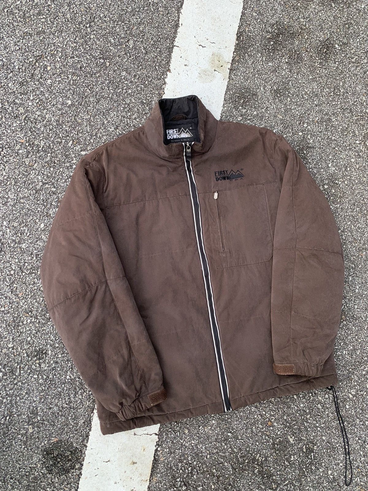 Japanese Brand 👹First Down USA Brown Puffer Winter Jacket Size US L / EU 52-54 / 3 - 9 Thumbnail