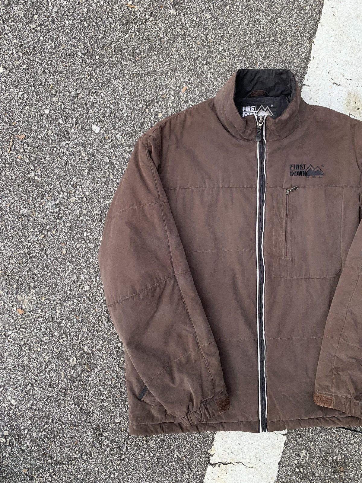 Japanese Brand 👹First Down USA Brown Puffer Winter Jacket Size US L / EU 52-54 / 3 - 5 Thumbnail