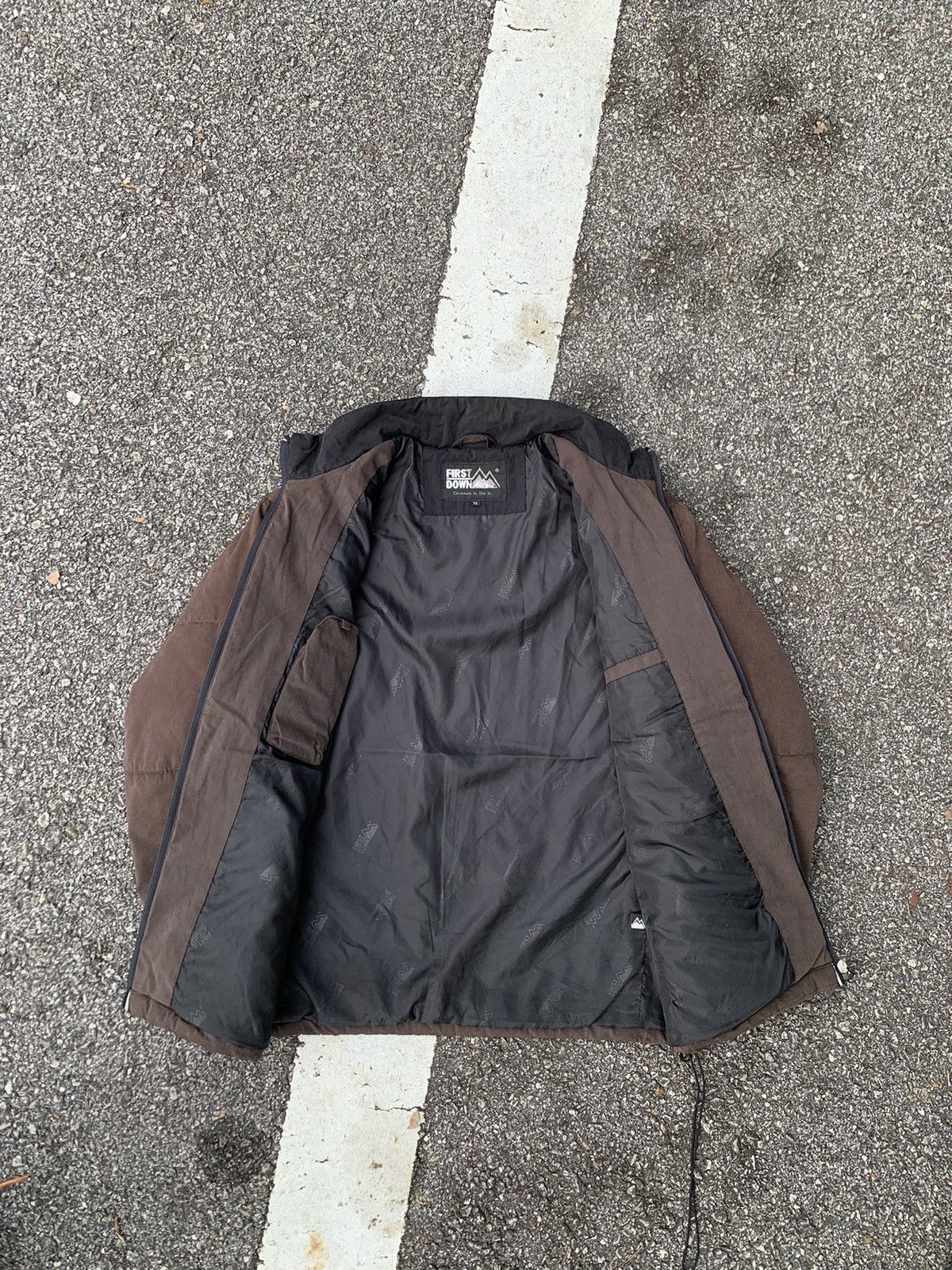 Japanese Brand 👹First Down USA Brown Puffer Winter Jacket Size US L / EU 52-54 / 3 - 8 Thumbnail