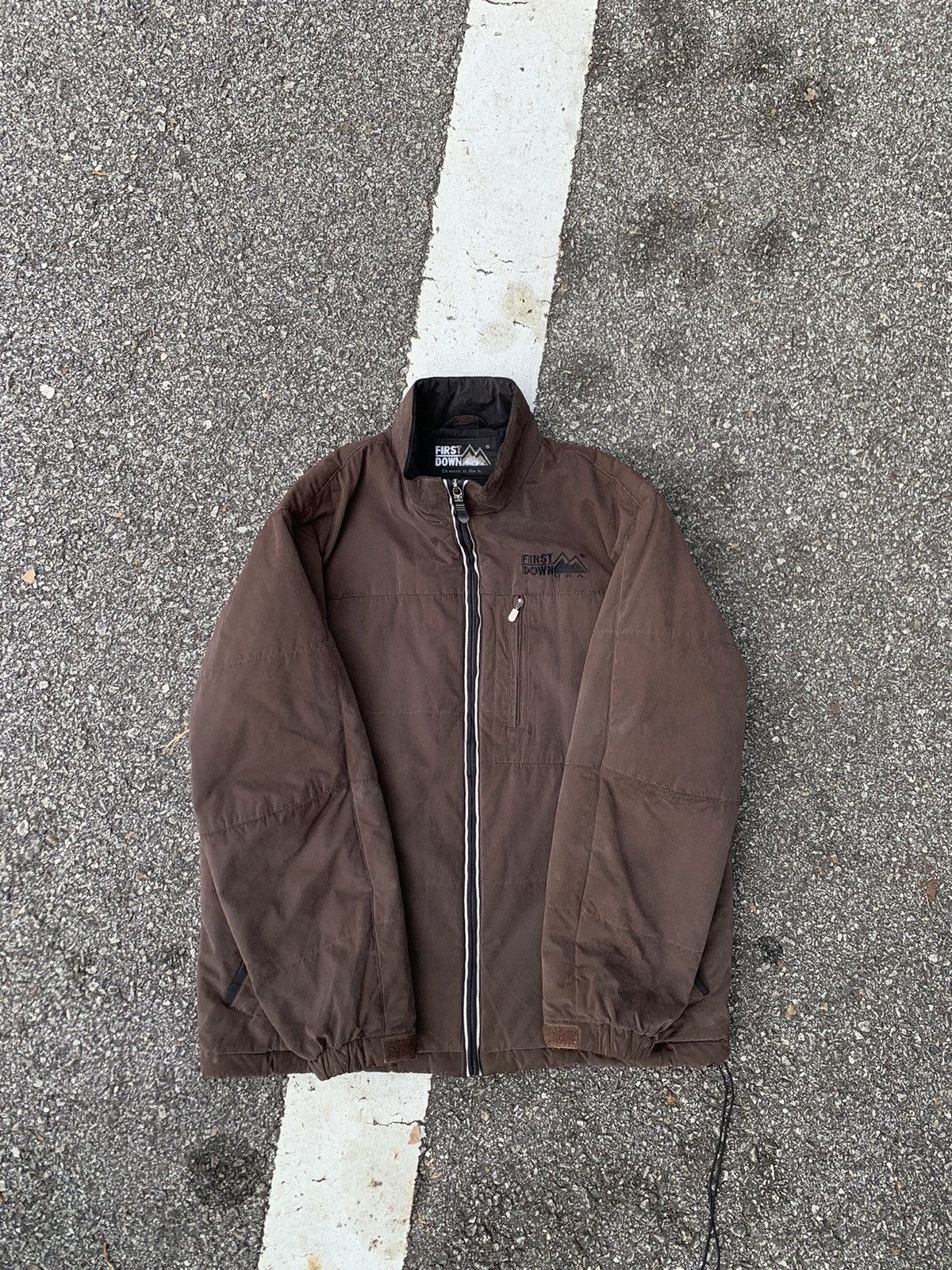 Japanese Brand 👹First Down USA Brown Puffer Winter Jacket Size US L / EU 52-54 / 3 - 7 Thumbnail