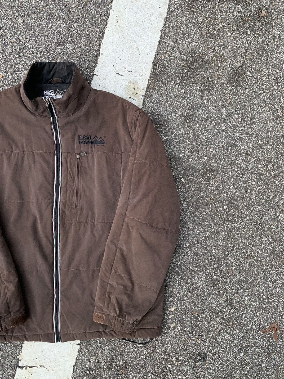 Japanese Brand 👹First Down USA Brown Puffer Winter Jacket Size US L / EU 52-54 / 3 - 4 Thumbnail