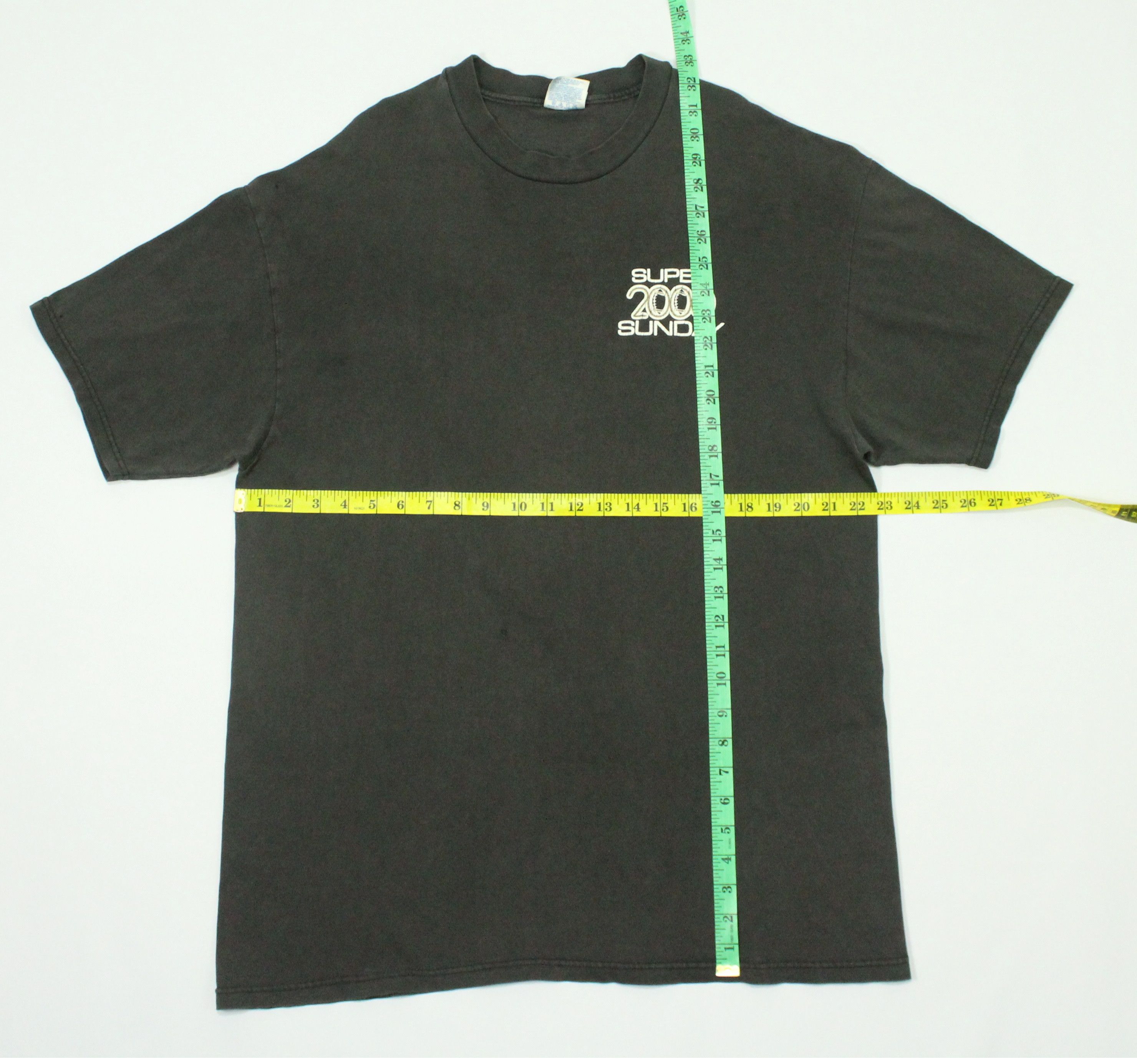 NFL × Vintage Faded Black Distressed Vintage SUPER SUNDAY T Shirt Size US XL / EU 56 / 4 - 14 Thumbnail