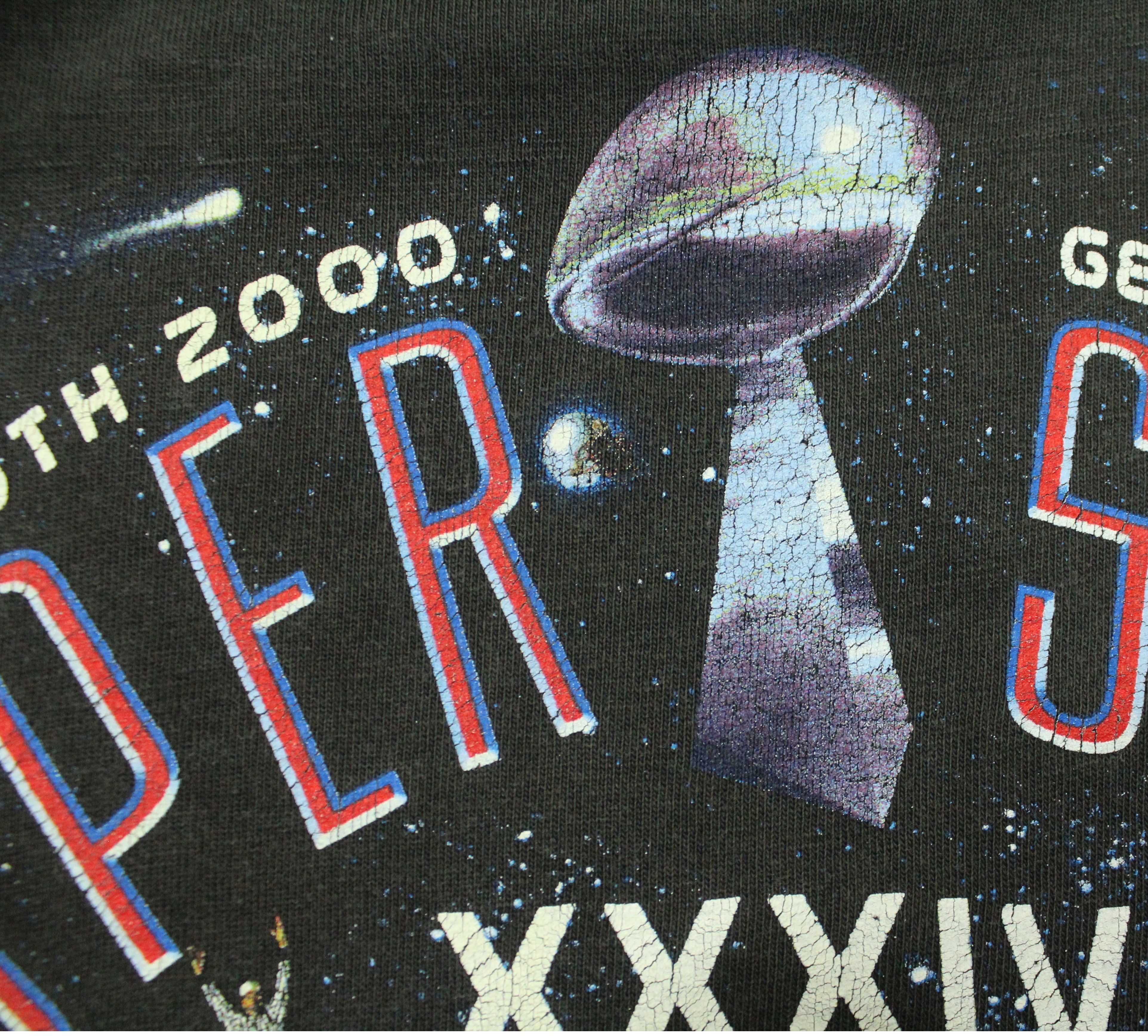 NFL × Vintage Faded Black Distressed Vintage SUPER SUNDAY T Shirt Size US XL / EU 56 / 4 - 12 Thumbnail