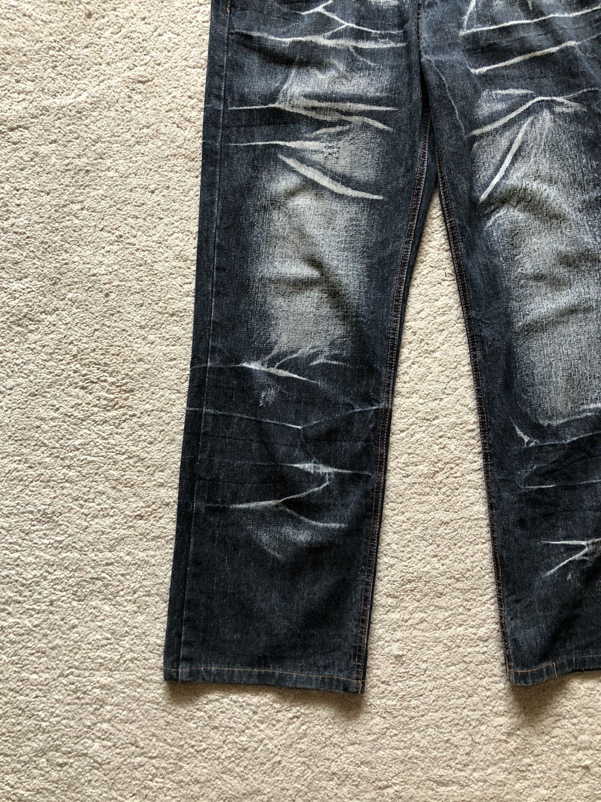 LOWBOX 2000s LOWBOX Claw Mark Baggy Jeans Size US 34 / EU 50 - 2 Thumbnail