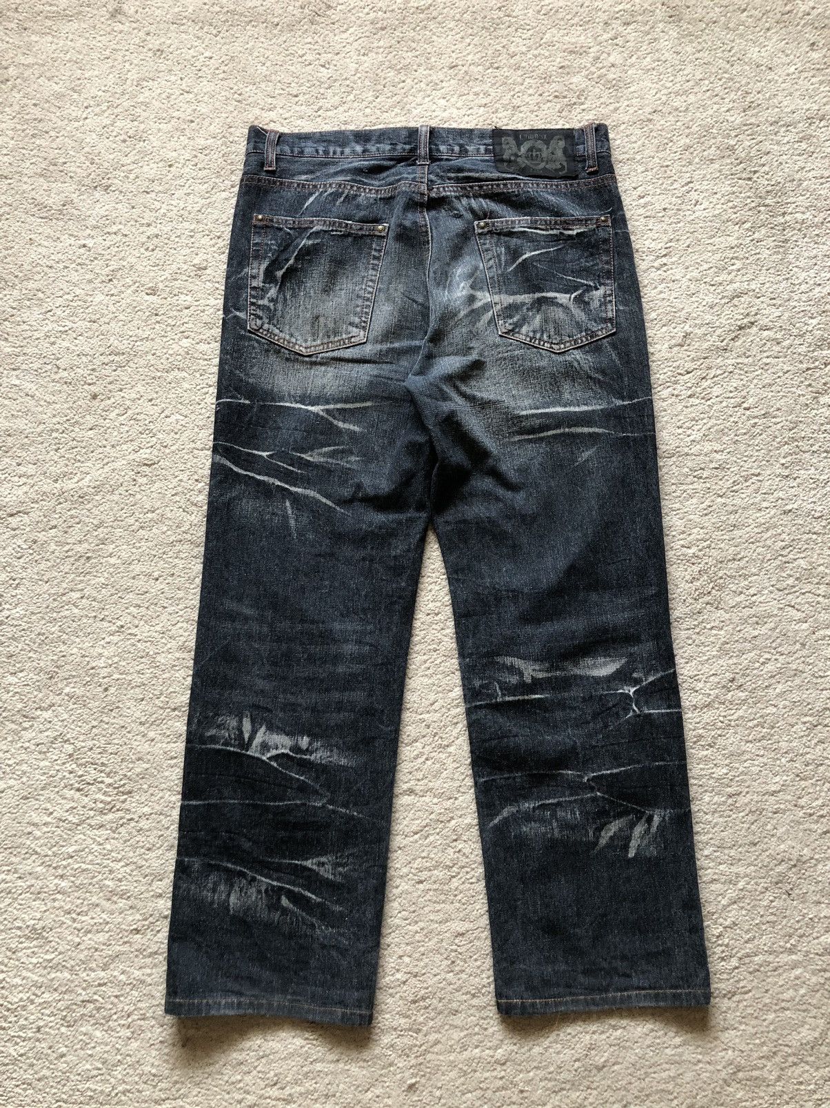LOWBOX 2000s LOWBOX Claw Mark Baggy Jeans Size US 34 / EU 50 - 5 Thumbnail