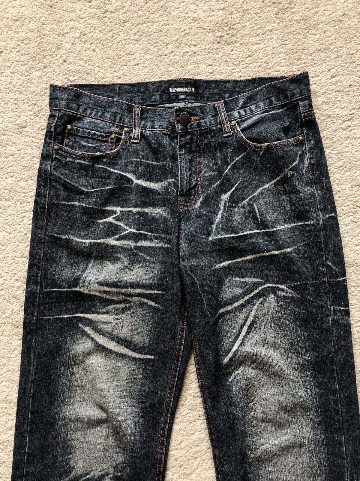 LOWBOX 2000s LOWBOX Claw Mark Baggy Jeans Size US 34 / EU 50 - 4 Thumbnail