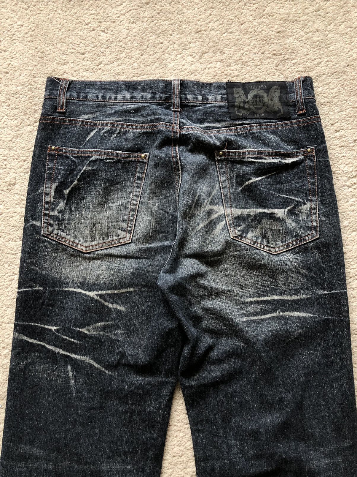 LOWBOX 2000s LOWBOX Claw Mark Baggy Jeans Size US 34 / EU 50 - 8 Thumbnail