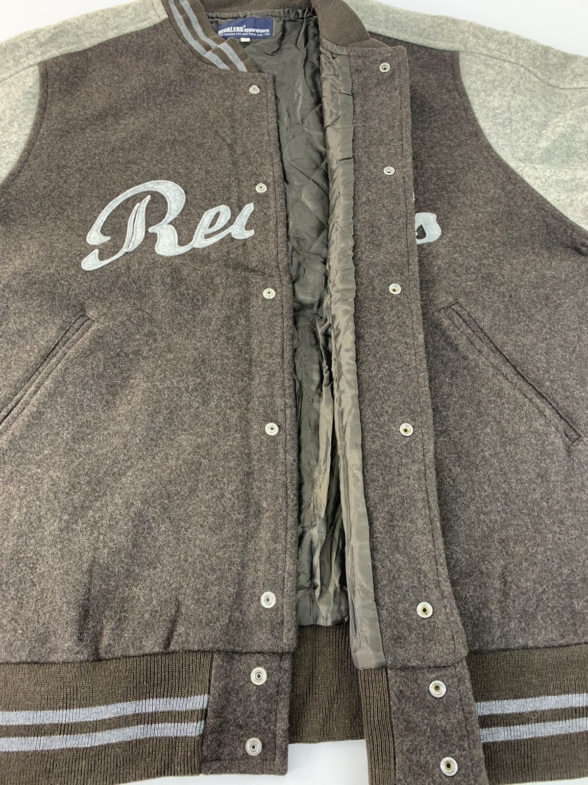 Vintage Grail Reckless Apparel Corp Thinking Varsity Wool Jacket Size US XL / EU 56 / 4 - 3 Thumbnail