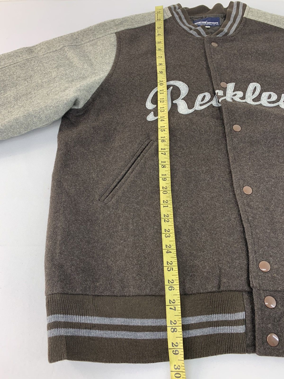 Vintage Grail Reckless Apparel Corp Thinking Varsity Wool Jacket Size US XL / EU 56 / 4 - 10 Thumbnail