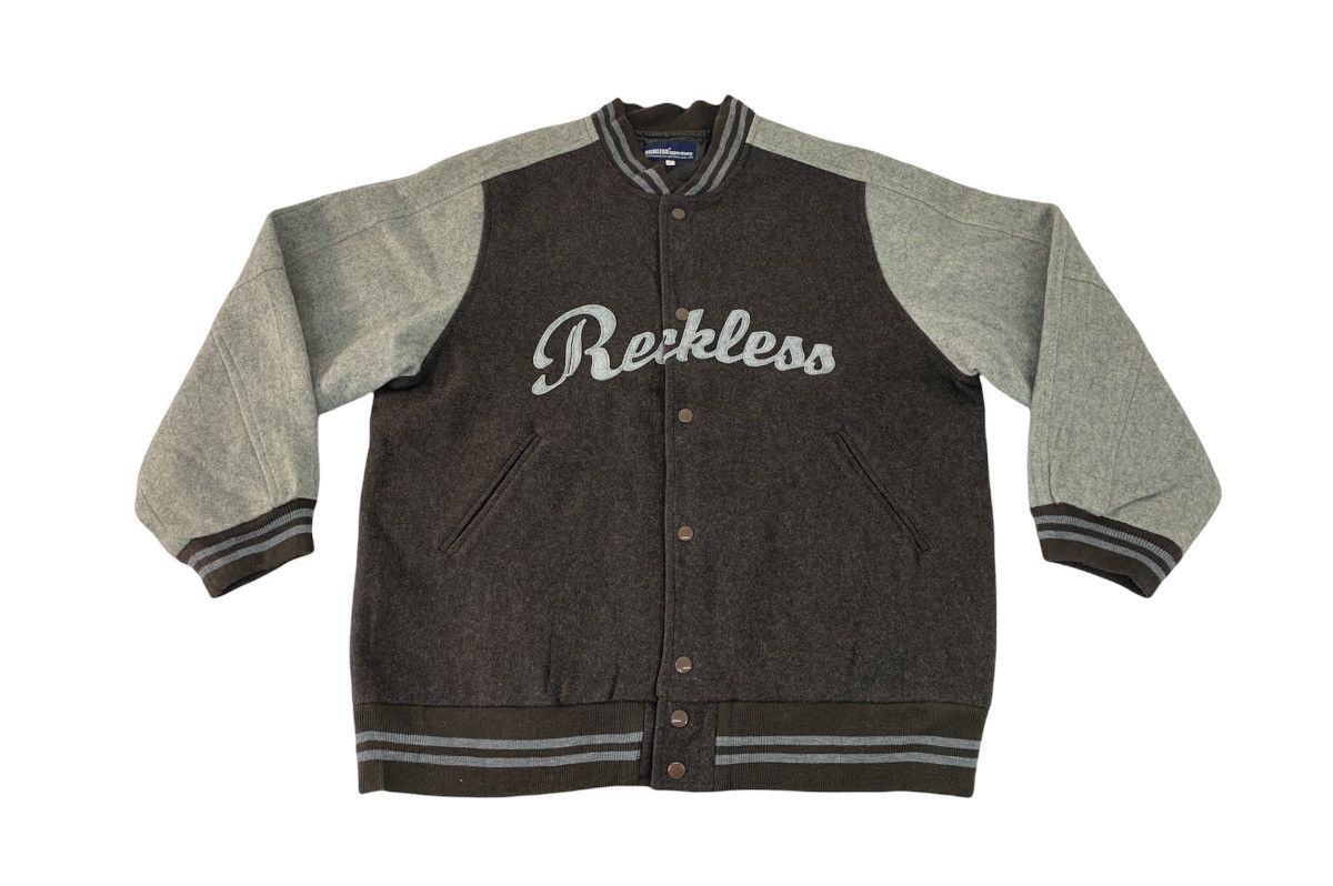 image of Varsity Jacket x Vintage Grail Reckless Apparel Corp Thinking Varsity Bomber Jacket, Men's (Size XL
